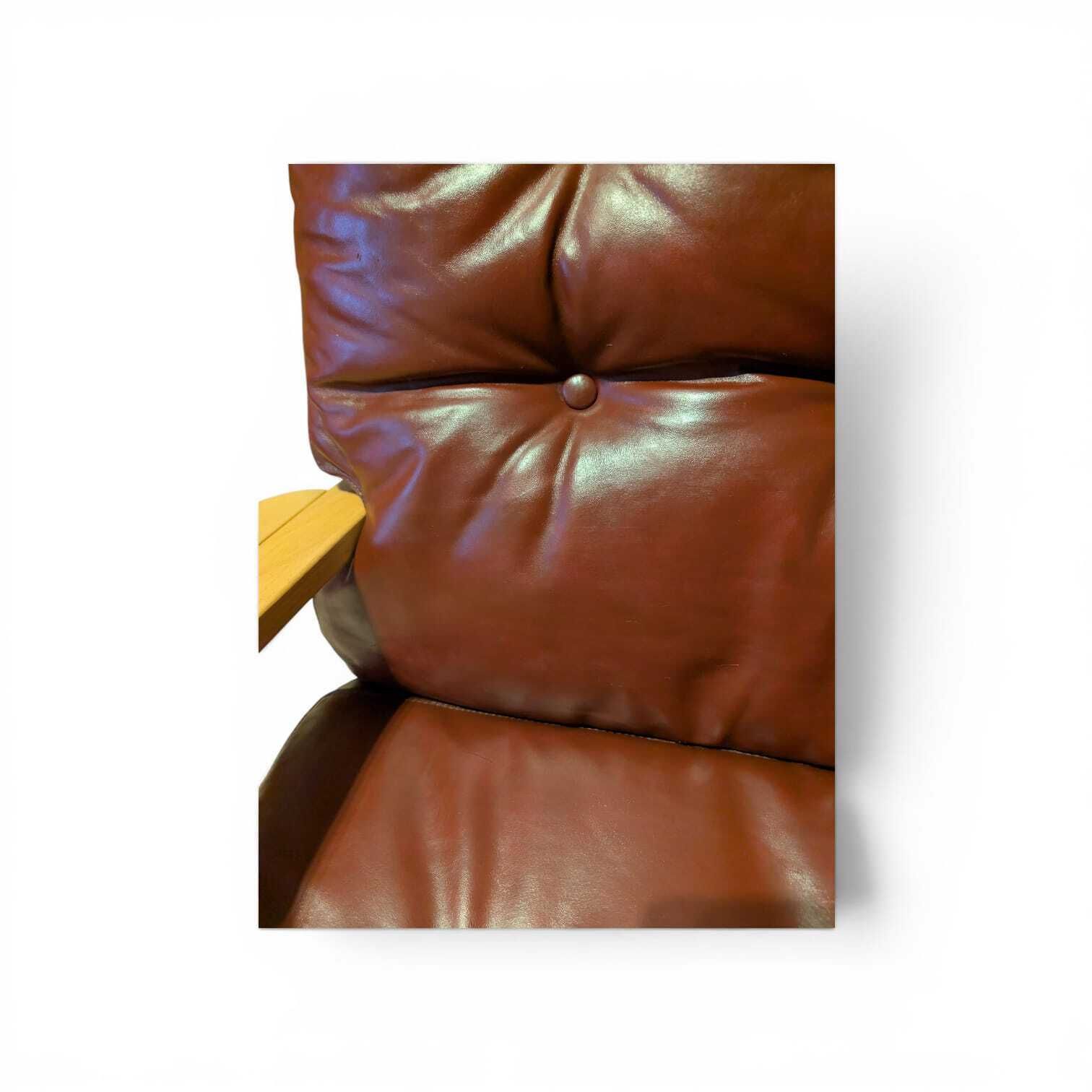 Vintage Mcm Swedish “Ingrid Høj” Armchair By Bruno Mathsson For Dux In Burgundy Leather photo vintage