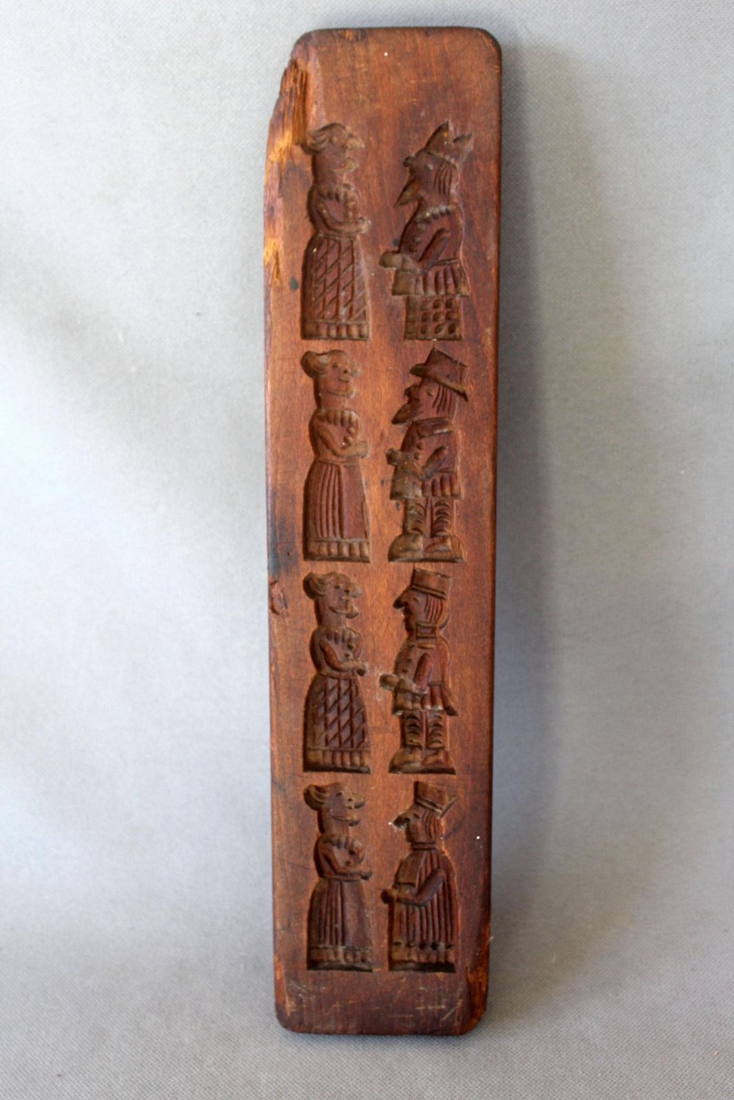 Tall Antique Hand Carved Gingerbread Springerle Mold, Speculoos Cookie Mold, Couple, Man And Lady, Traditional Clothing, Kitchenalia 45 Cm photo furniture