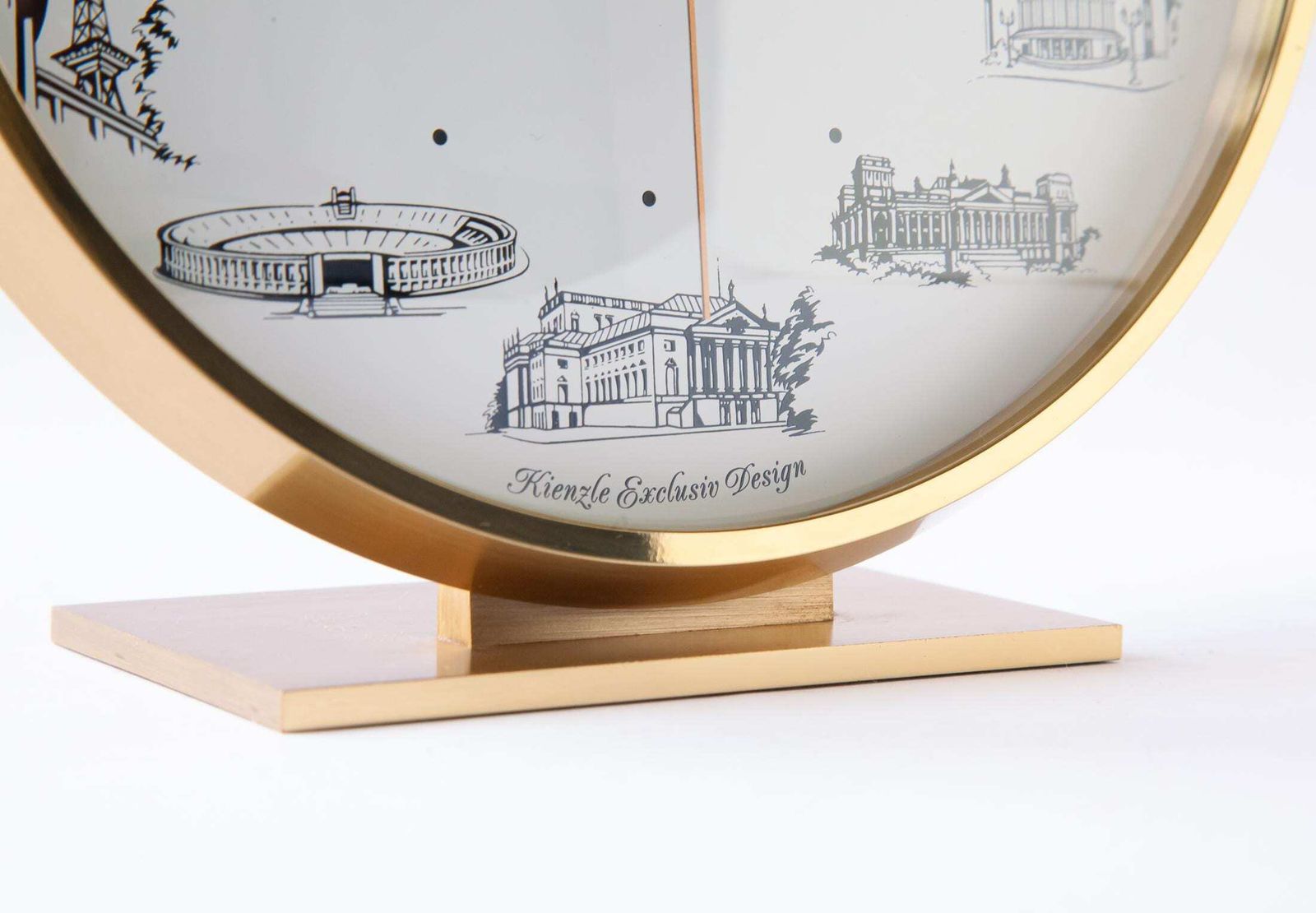 Kienzle Exclusiv Berlin Bureauklok – Modernism Mid-Century Tafelklok Atomair Messing Duitsland Schoorsteenklok Architectuur photo Woonaccessoires