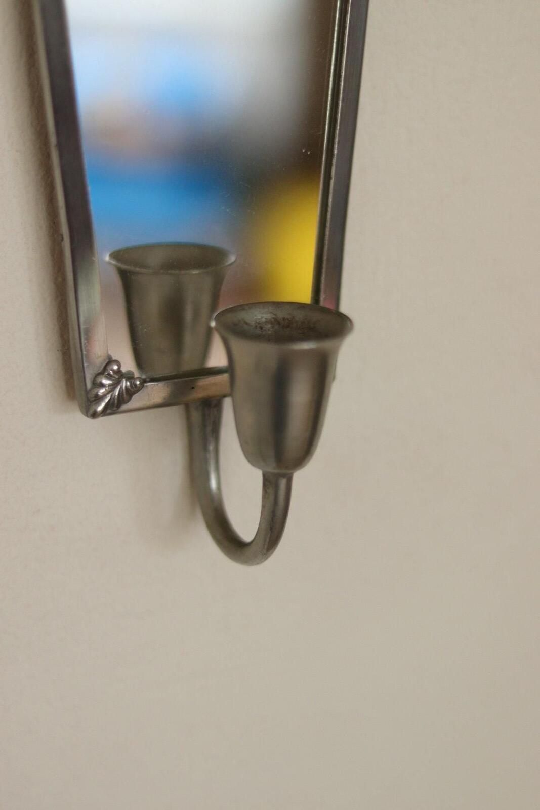 photo furniture Pair Of Mid Century Swedish Pewter Sconces With Mirror