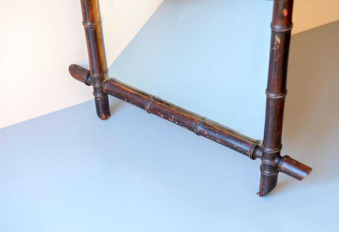 photo furniture Grote Franse Faux Bamboe Spiegel – Antieke Houten Wandspiegel In Donkerbruin – Schouw  En Entréspiegel