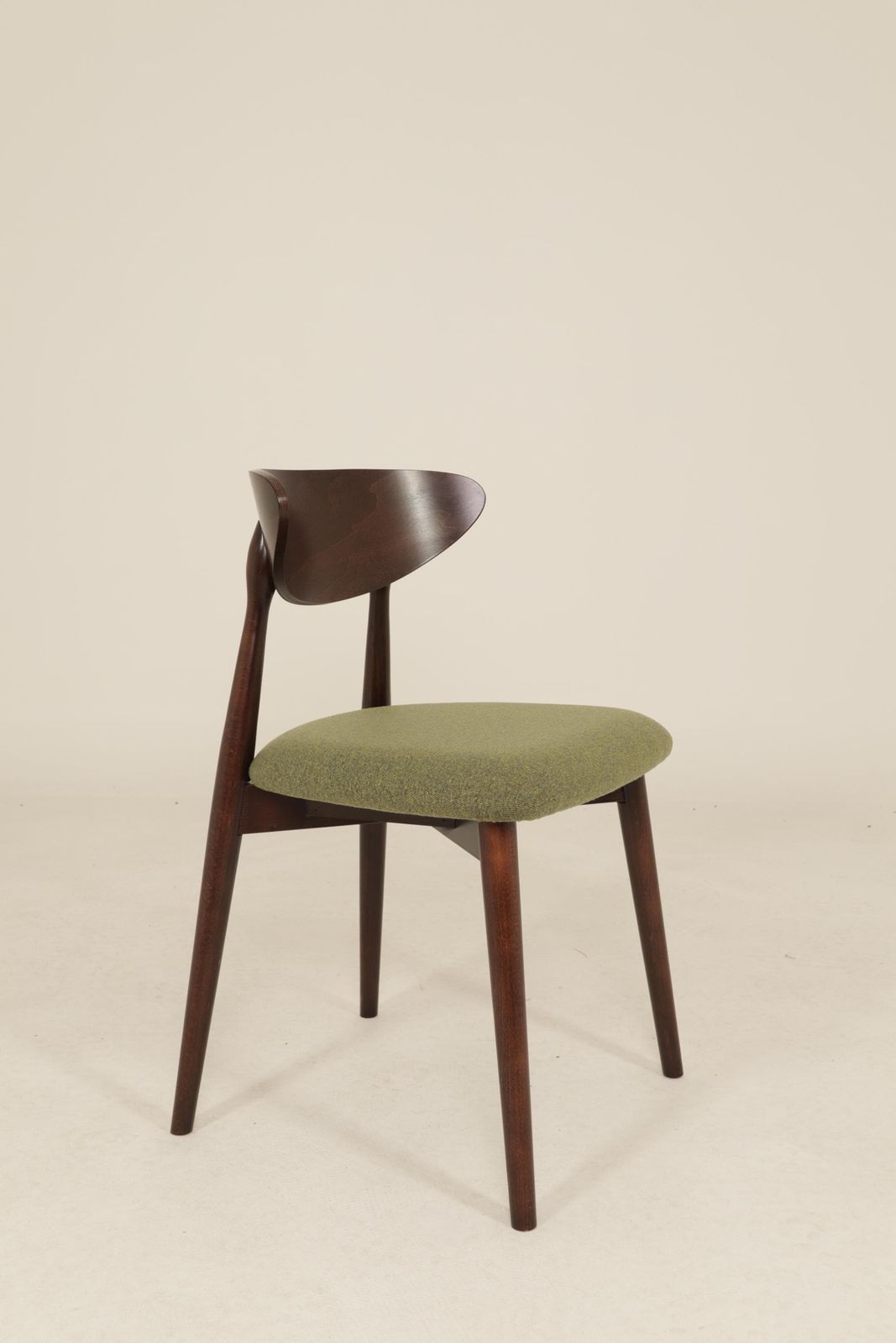 Modern Set Of 6 Dining Chairs, Avocado Green Farbic And Dark Walnut Beech Wood photo 1175.0
