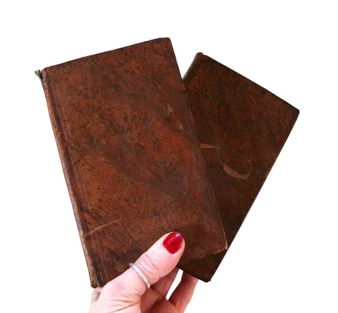 1804 French Religious Books: The Soul Raised To God, Barthélemy Baudrand, Georgian Leather Books photo Home Decor