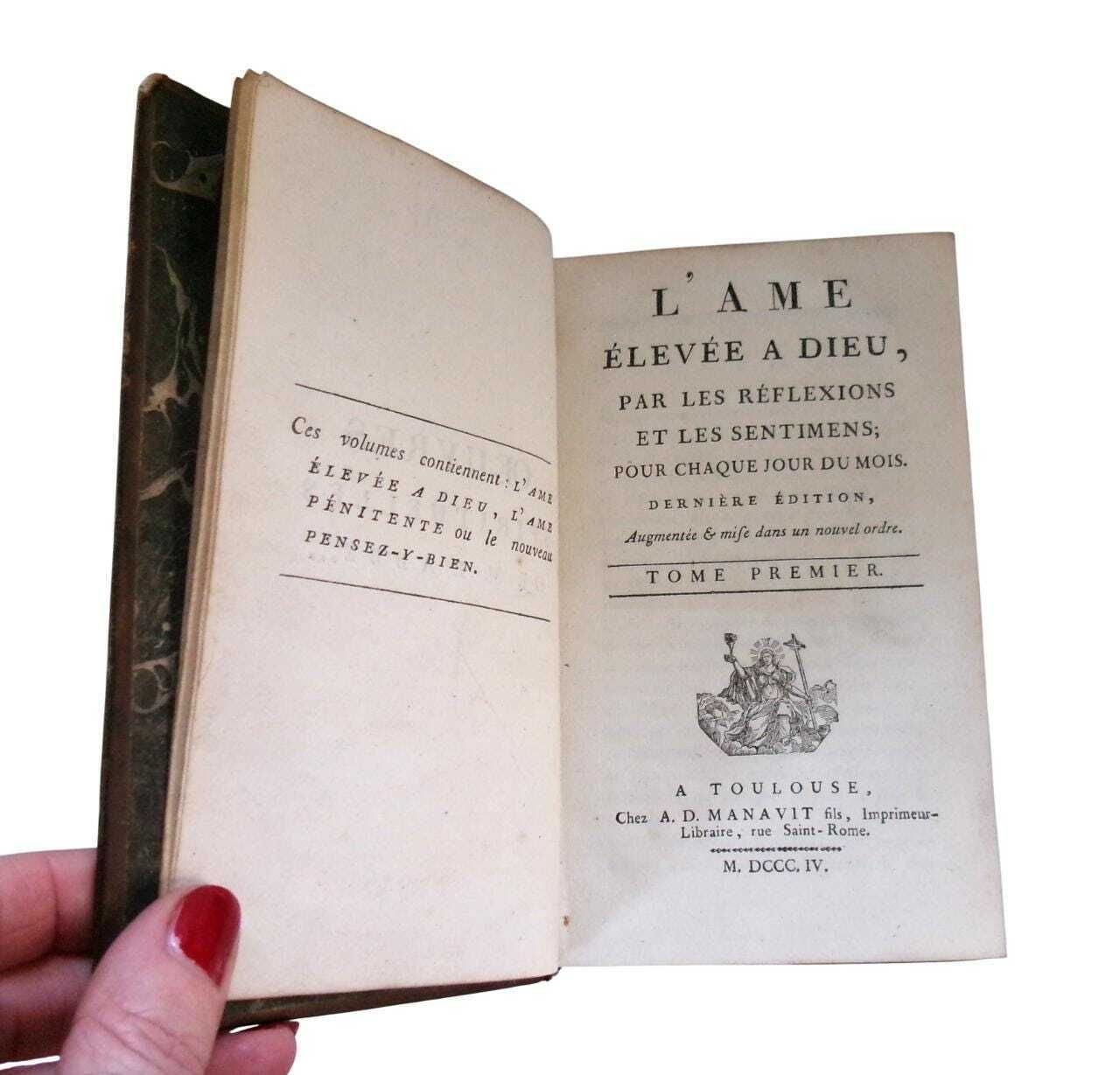 1804 French Religious Books: The Soul Raised To God, Barthélemy Baudrand, Georgian Leather Books photo 58.0