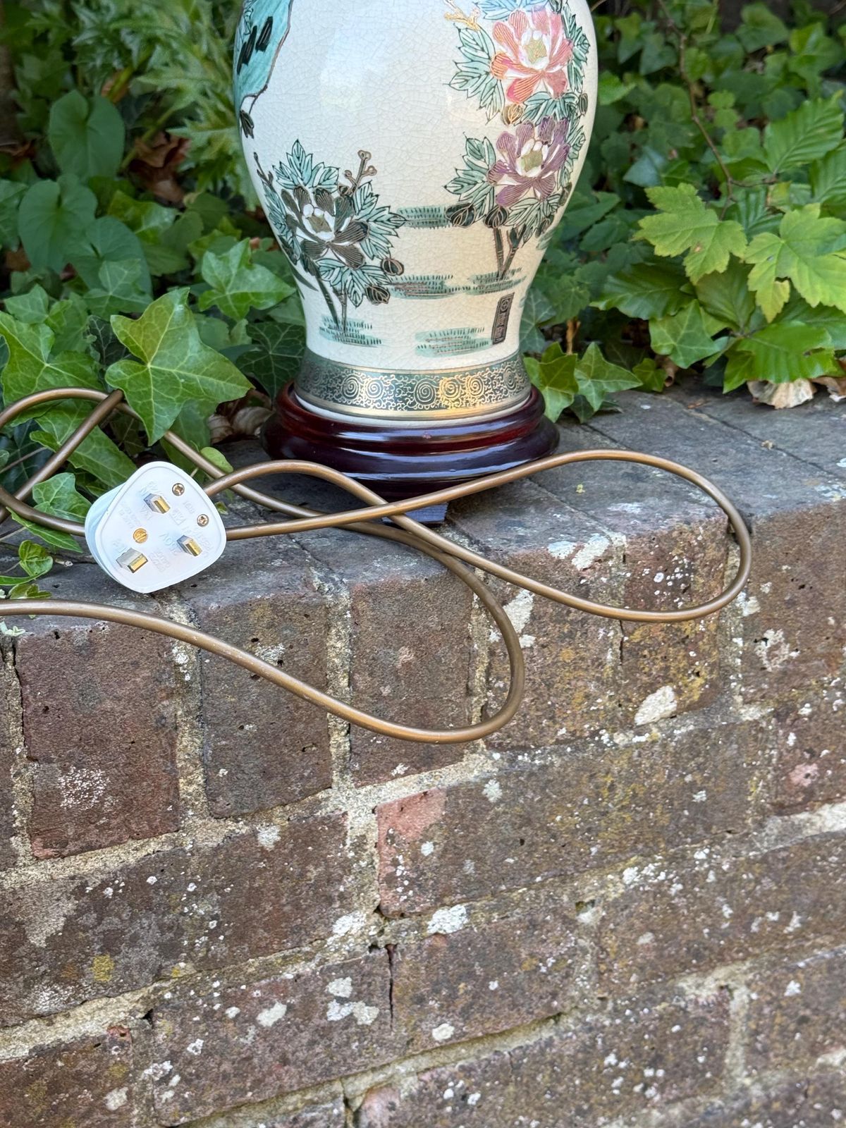 Vintage Rochamp Style Peacock Chinoiserie Ceramic Table Lamp, Satsuma Oriental Lamp   Pat Tested, Excellent Quality photo buy
