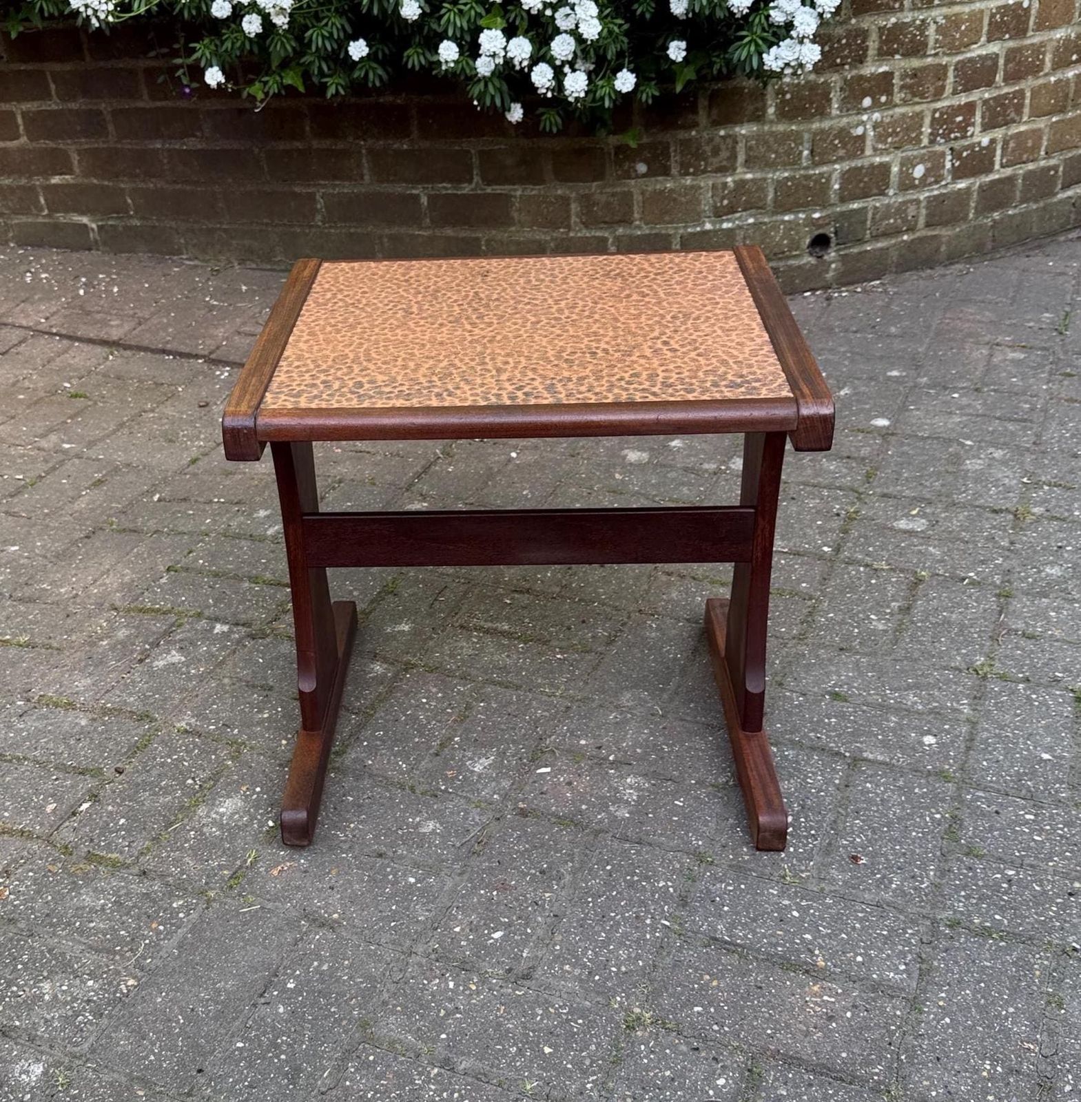 Vintage Mid Century Hammered Copper Top Side Table Retro Occasional Table, G Plan Style S