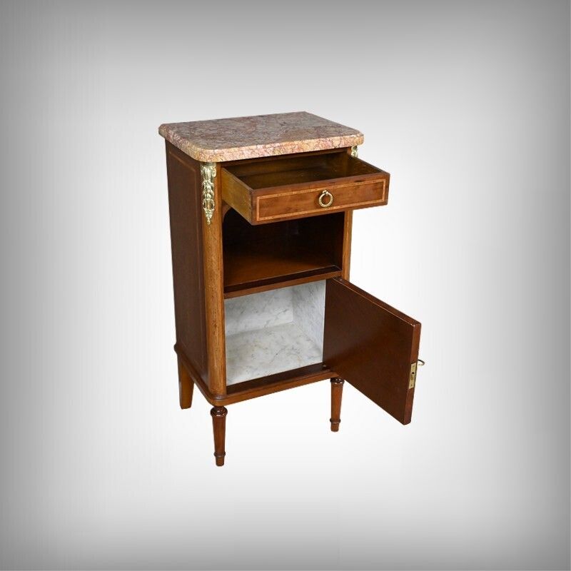 Small Marquetry Parlor Cabinet, Louis XVI Style – Early 20th Century photo for sale