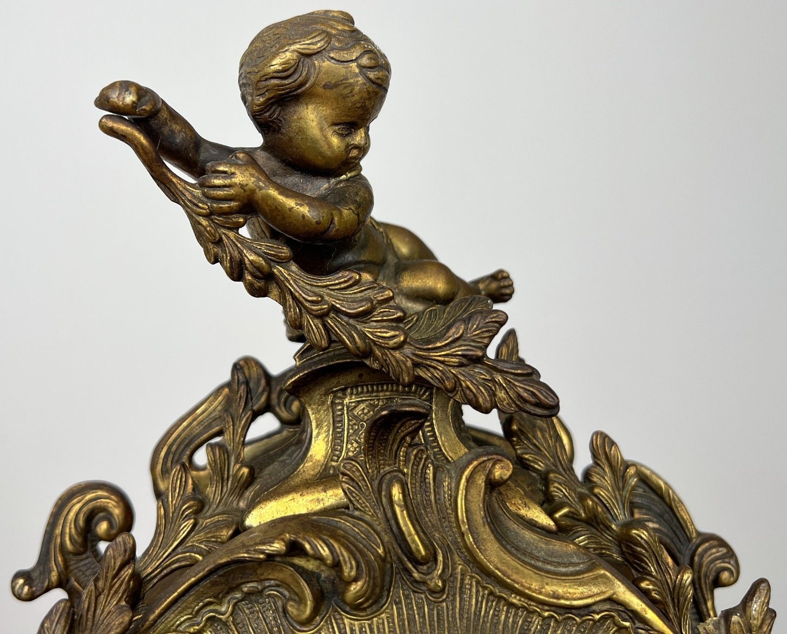 Clock Vintage French Brass Ornate Cherub Mantel Clock Decorative Lot 6036 photo buy