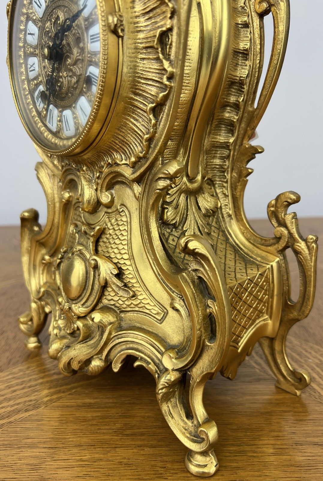 Clock Vintage Brass Rococo Mantel Clock Ornate Decorative Design Lot 6037 photo buy