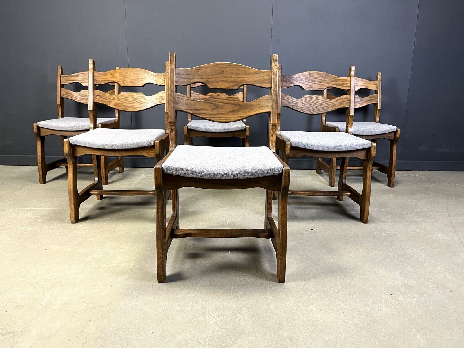 Vintage Brutalist Dining Chairs Set Of 6   1960s