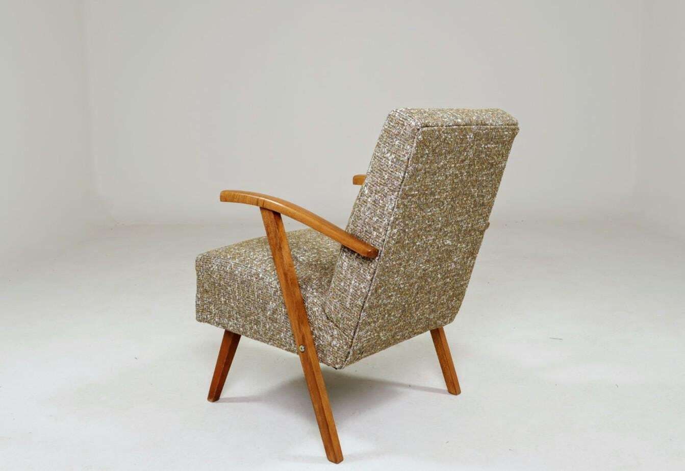 Vintage Lounge Chair Green Pattern Upholstery Refurbished, 1970s. photo furniture