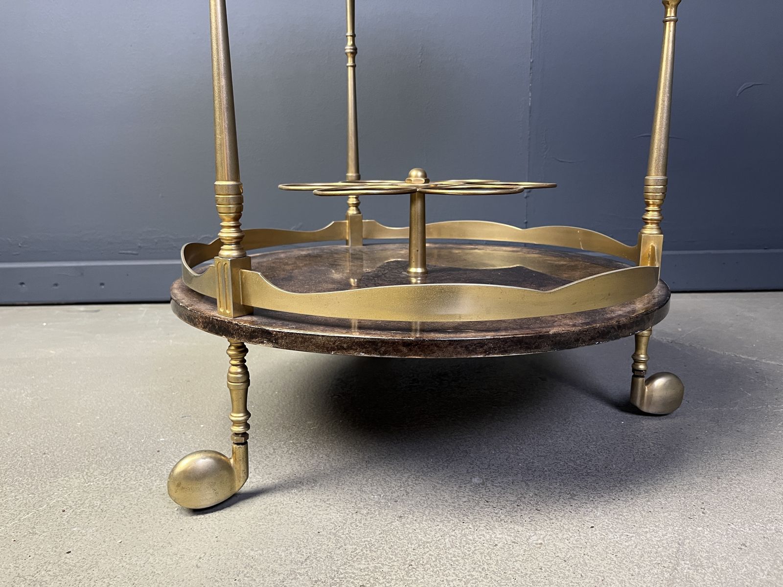 Italian Lacquered Goatskin / Parchment Serving Bar Cart By Aldo Tura, 1960s photo buy