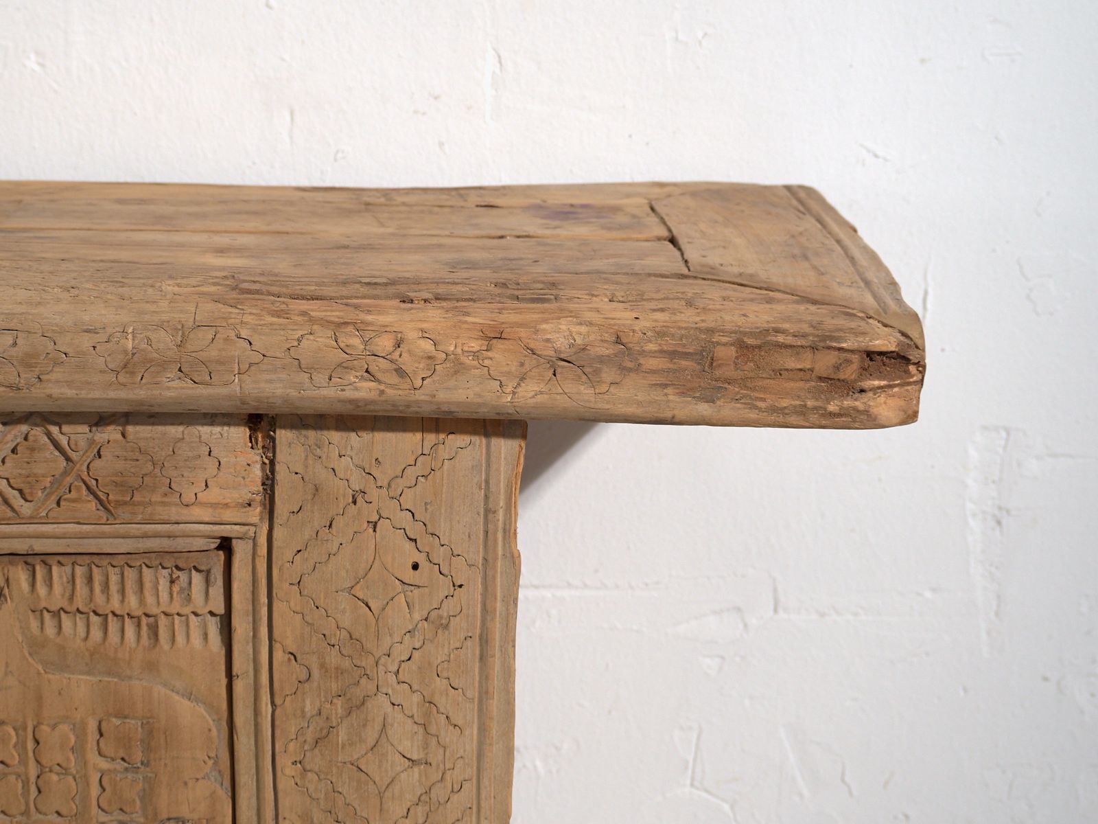 photo furniture Antique Carved Low Sideboard In Pine Wood China Circa 1900