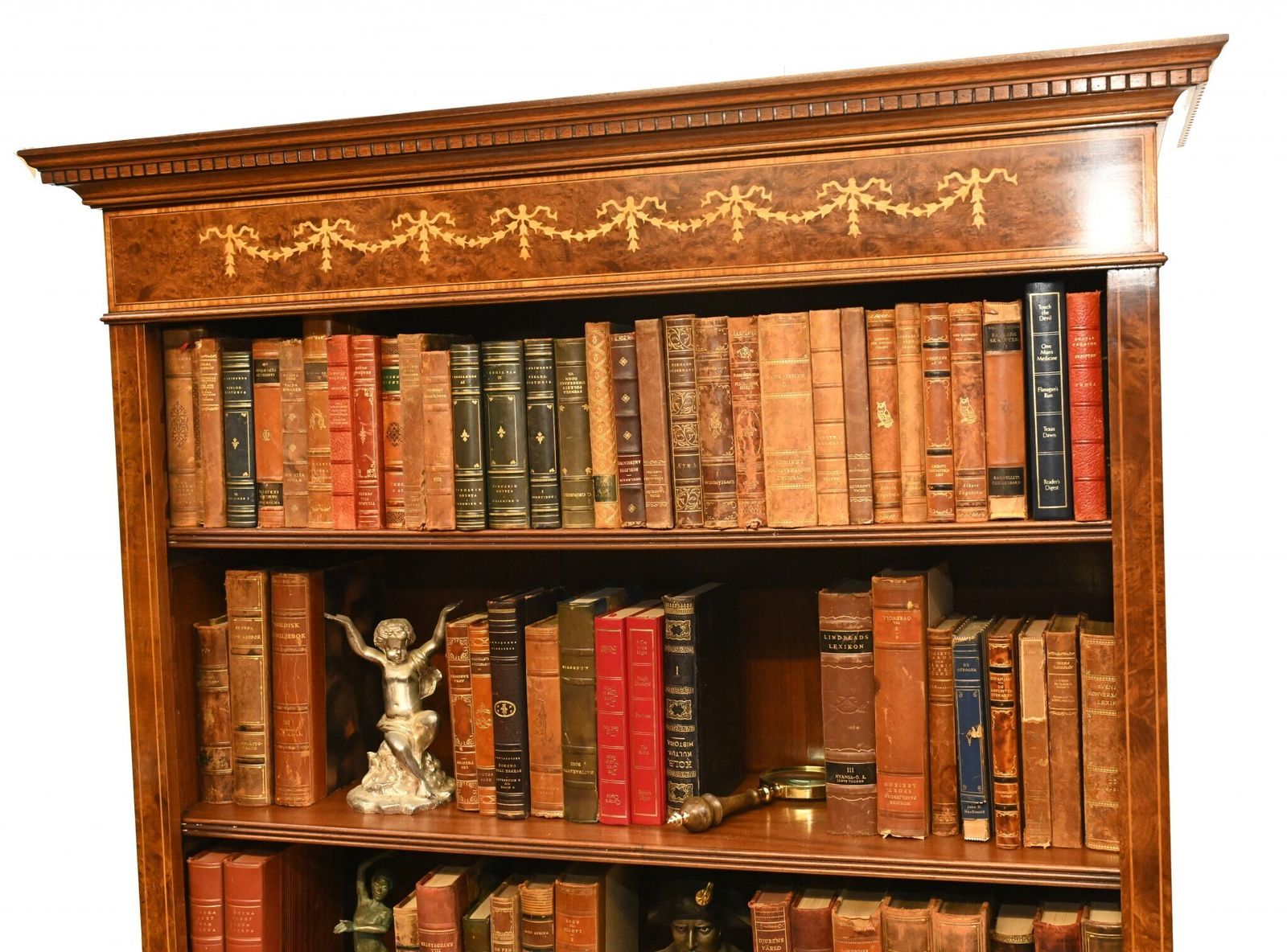 photo for sale Pair Walnut Bookcases   Regency Sheraton Open Front Bespoke