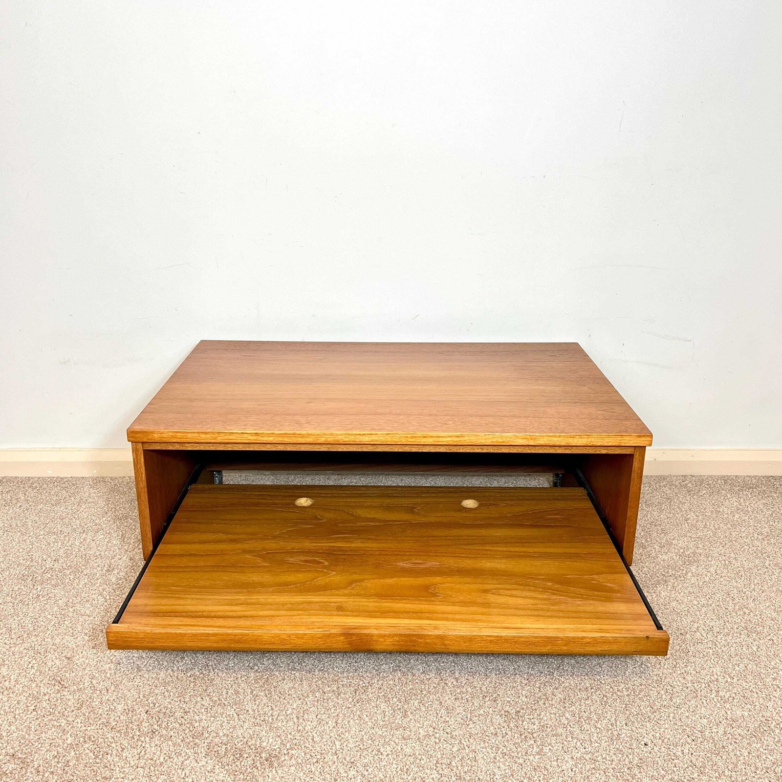 Mid Century Teak Media Unit , Tv Stand With Sliding Shelf photo vinterior