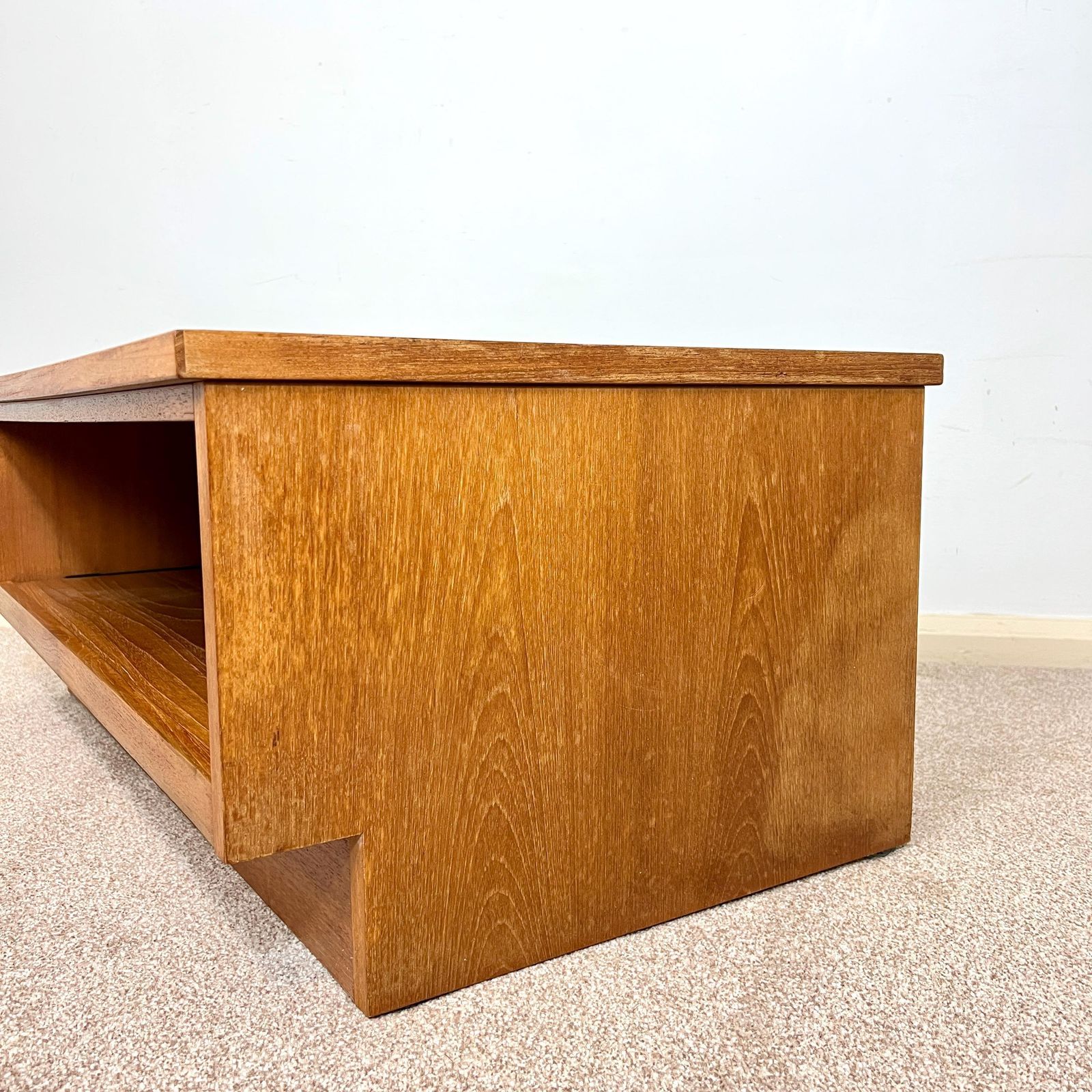 225.0 Mid Century Teak Media Unit , Tv Stand With Sliding Shelf photo