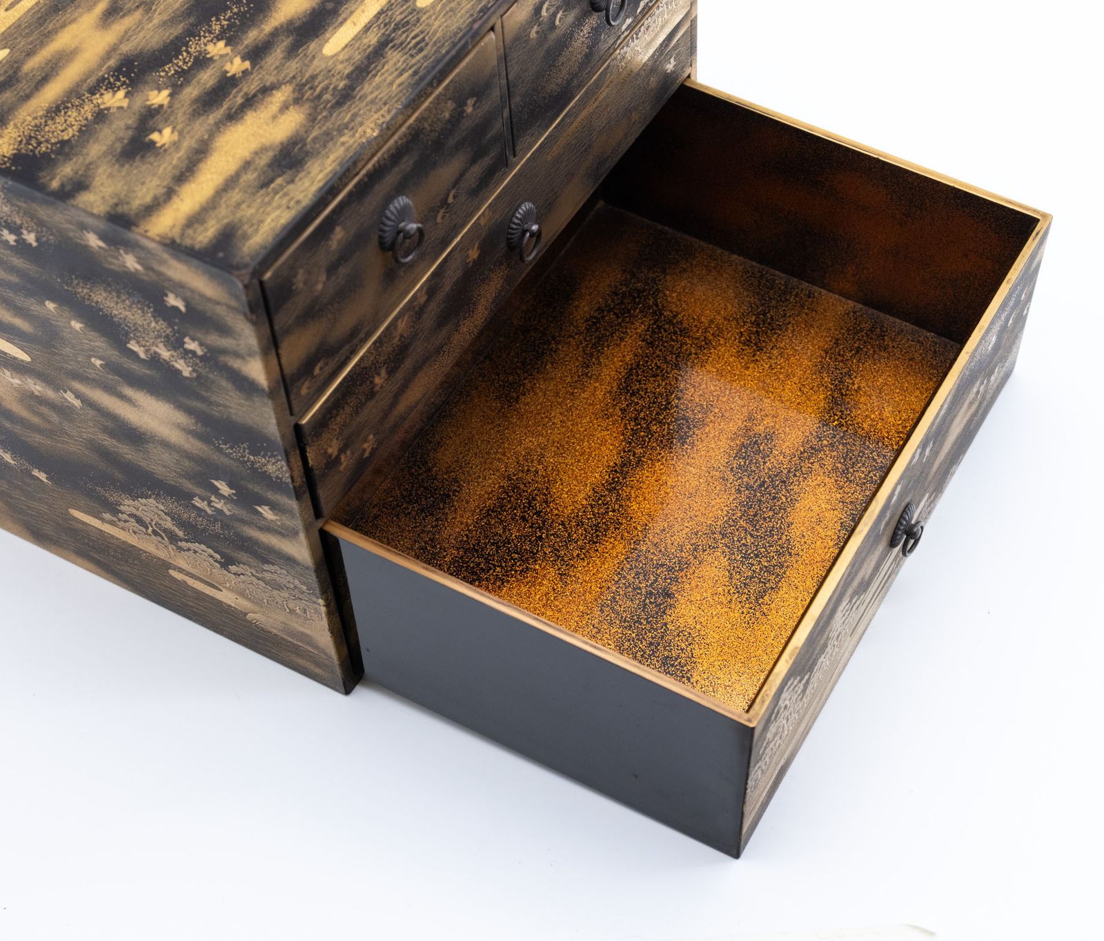 Japanese Shōwa Lacquered Gold Maki‑E Calligraphy Chest photo 1175.0