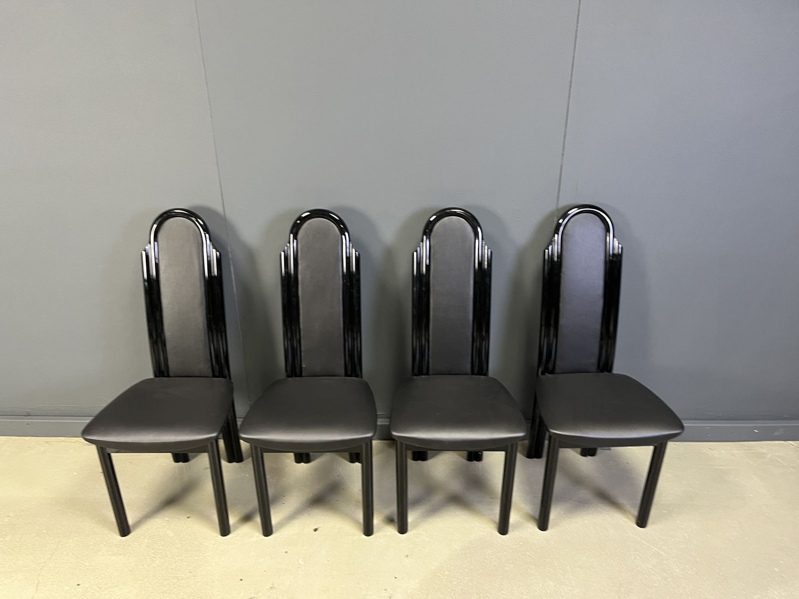 Postmodern Lacquered Wood Italian Dining Chairs, 1980s photo Furniture