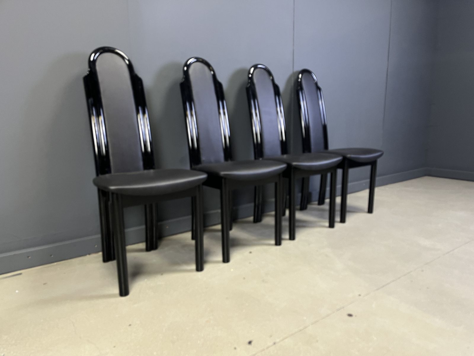 Postmodern Lacquered Wood Italian Dining Chairs, 1980s photo 650.0
