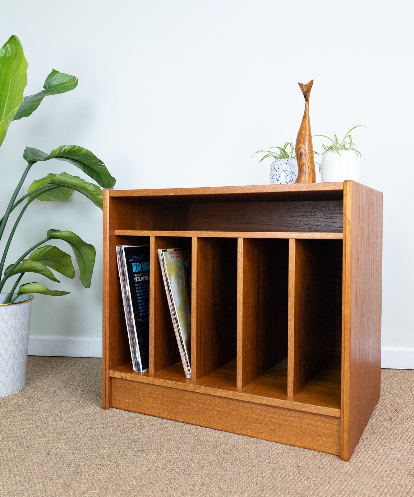 Vintage Mid Century Danish Teak Record Cabinet Shelves Small Sideboard photo Furniture