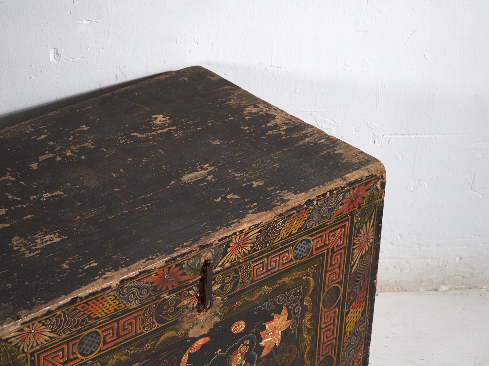 Antique Painted Chinese Trunk In Pine Wood  China Circa 1900 photo furniture