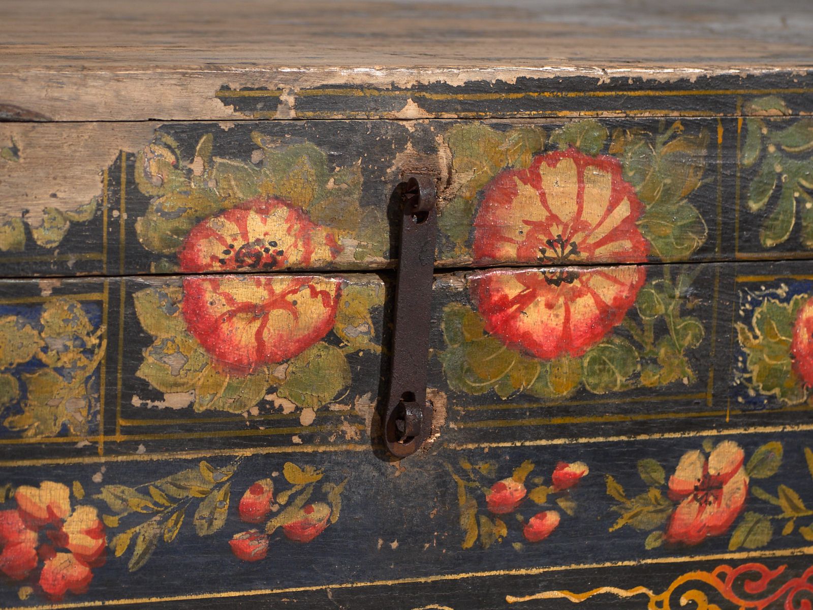 Antique Painted Chinese Trunk In Pine Wood  China Circa 1900 photo 904.0