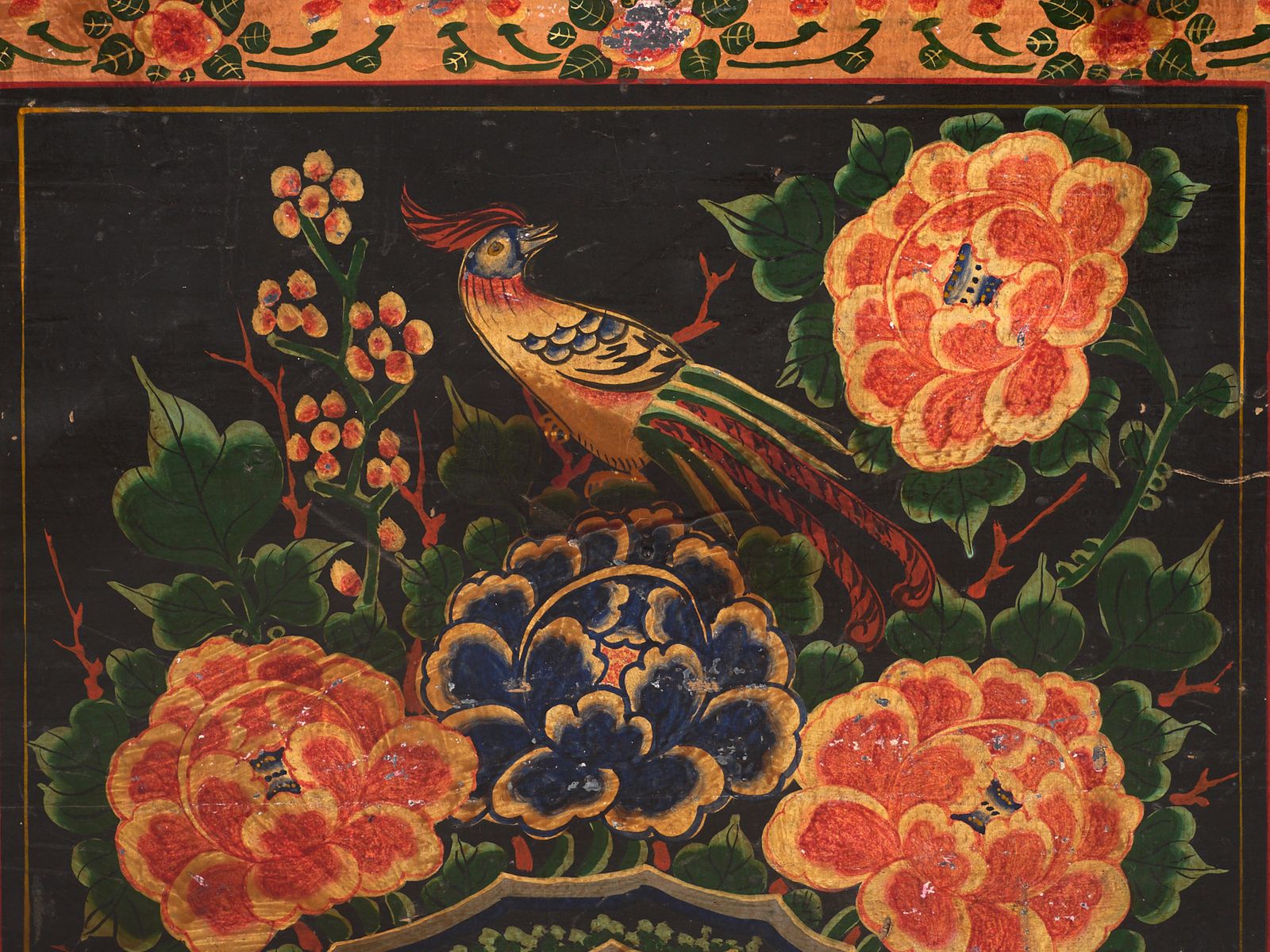 Antique Painted Chinese Trunk In Pine Wood – China, Circa 1900 photo vintage