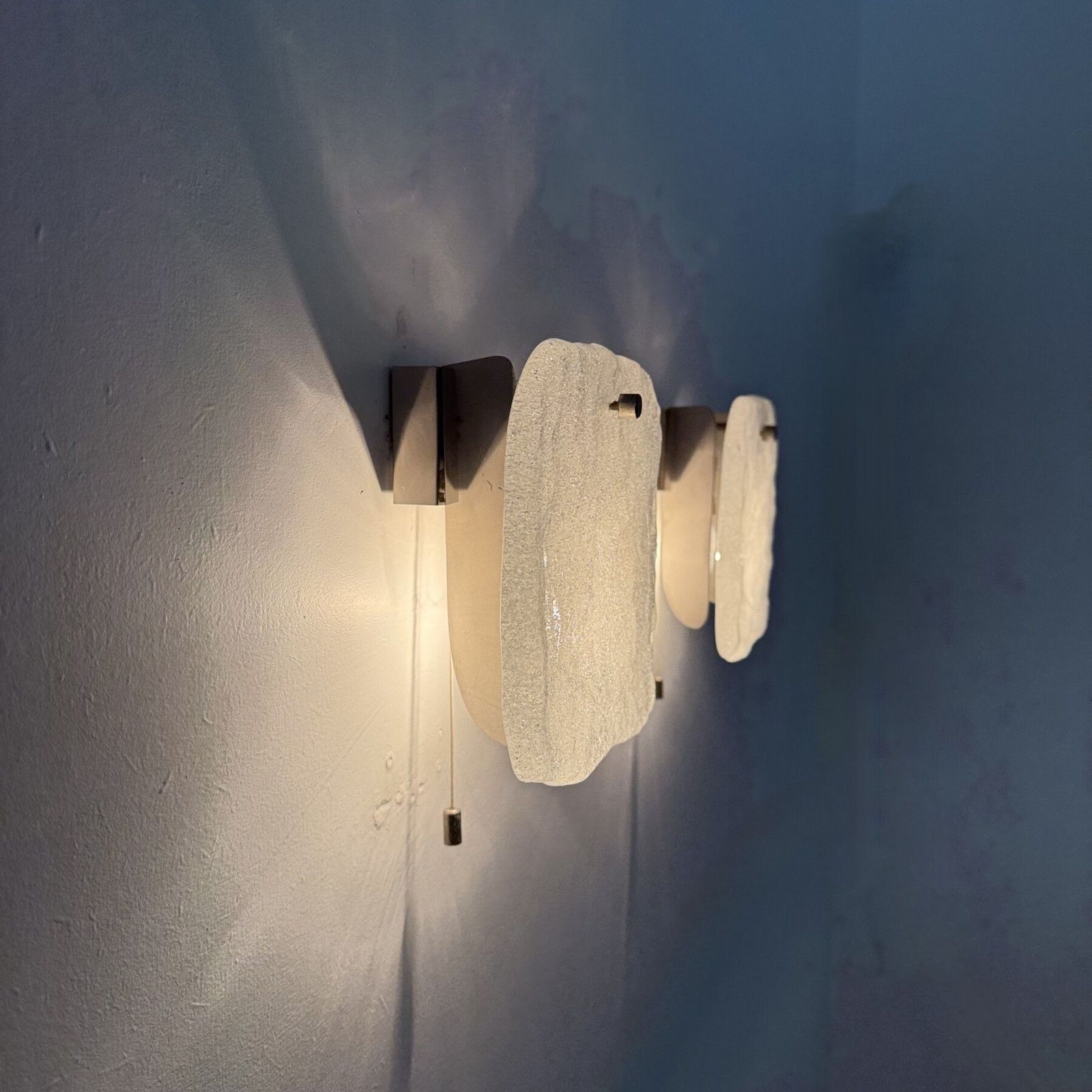 Set Of 2 J.T. Kalmar Ice Glass Wall Lamps Sconce , 1970s , Germany photo furniture