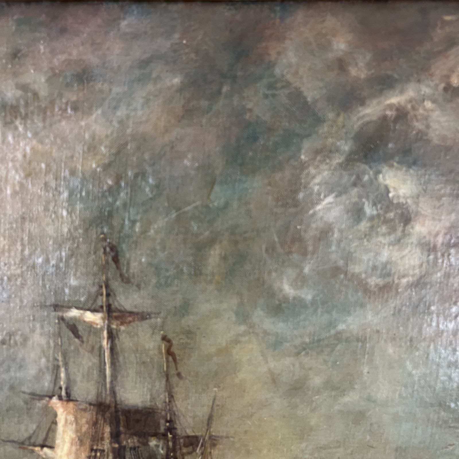 1200.0 Antique Oil On Canvas Of A Seascape photo