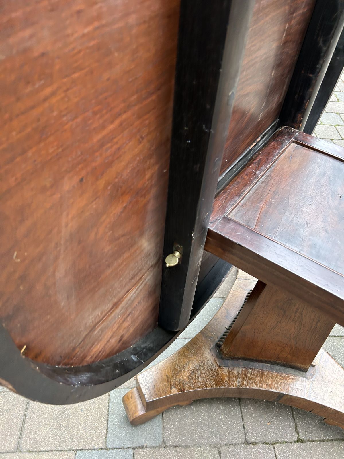 Antique Oak Tilt Top Round Pedestal Table For Sale photo for sale