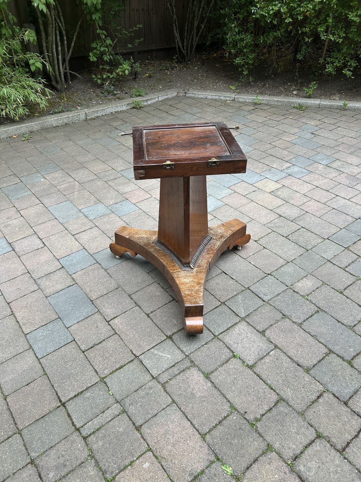 Antique Oak Tilt Top Round Pedestal Table For Sale photo 150.0