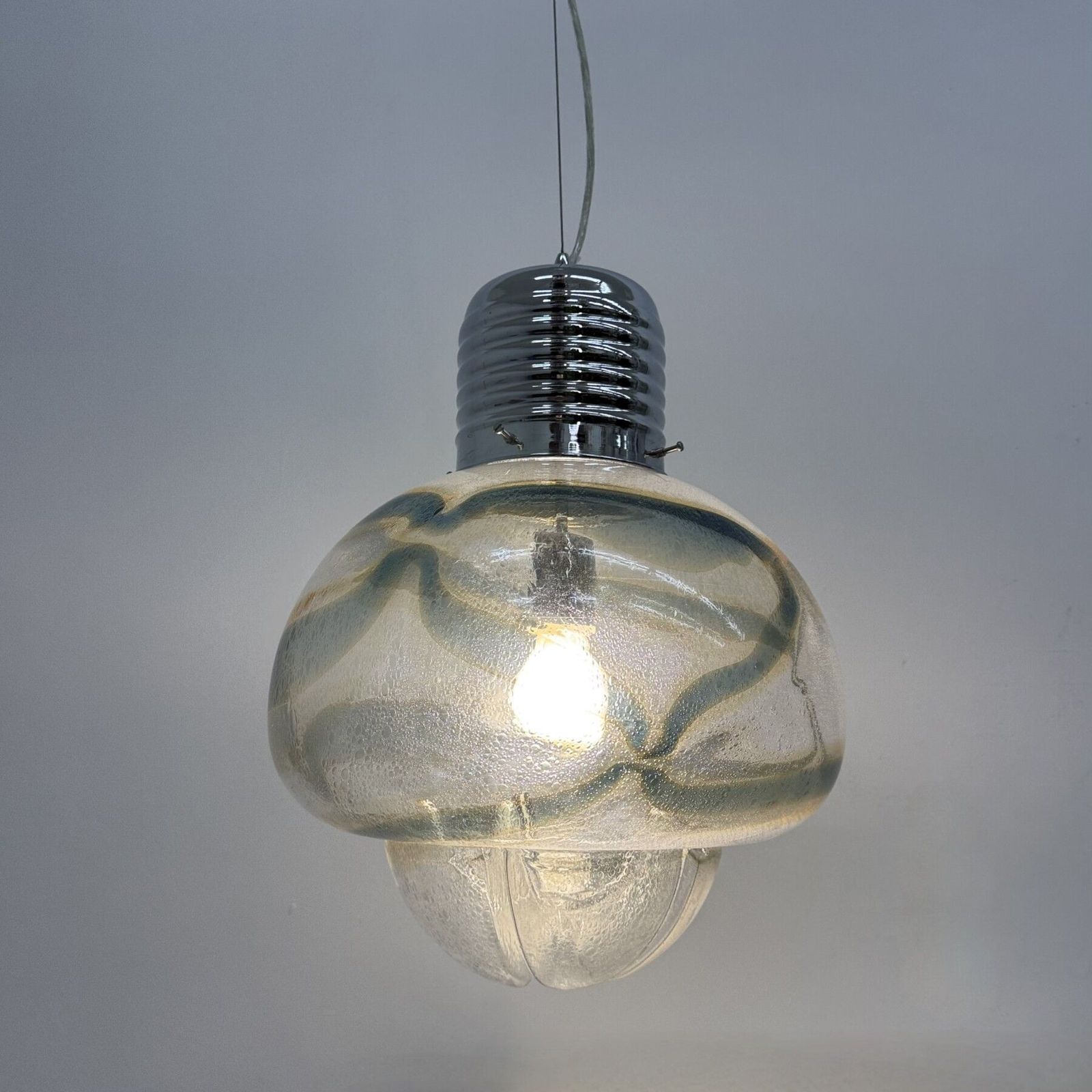 Large Mazzega Glass Hanging Lamp , 1970s , Italy photo for sale