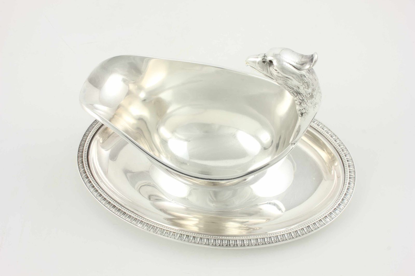 585.0 Silver Plate Christofle Gallia Eagle Sauce Boat. French Gravy Sauciere. photo
