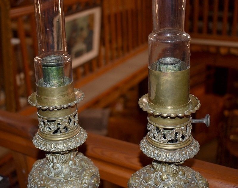 Lighting Pair Of Nap Bronze Lamps. III photo