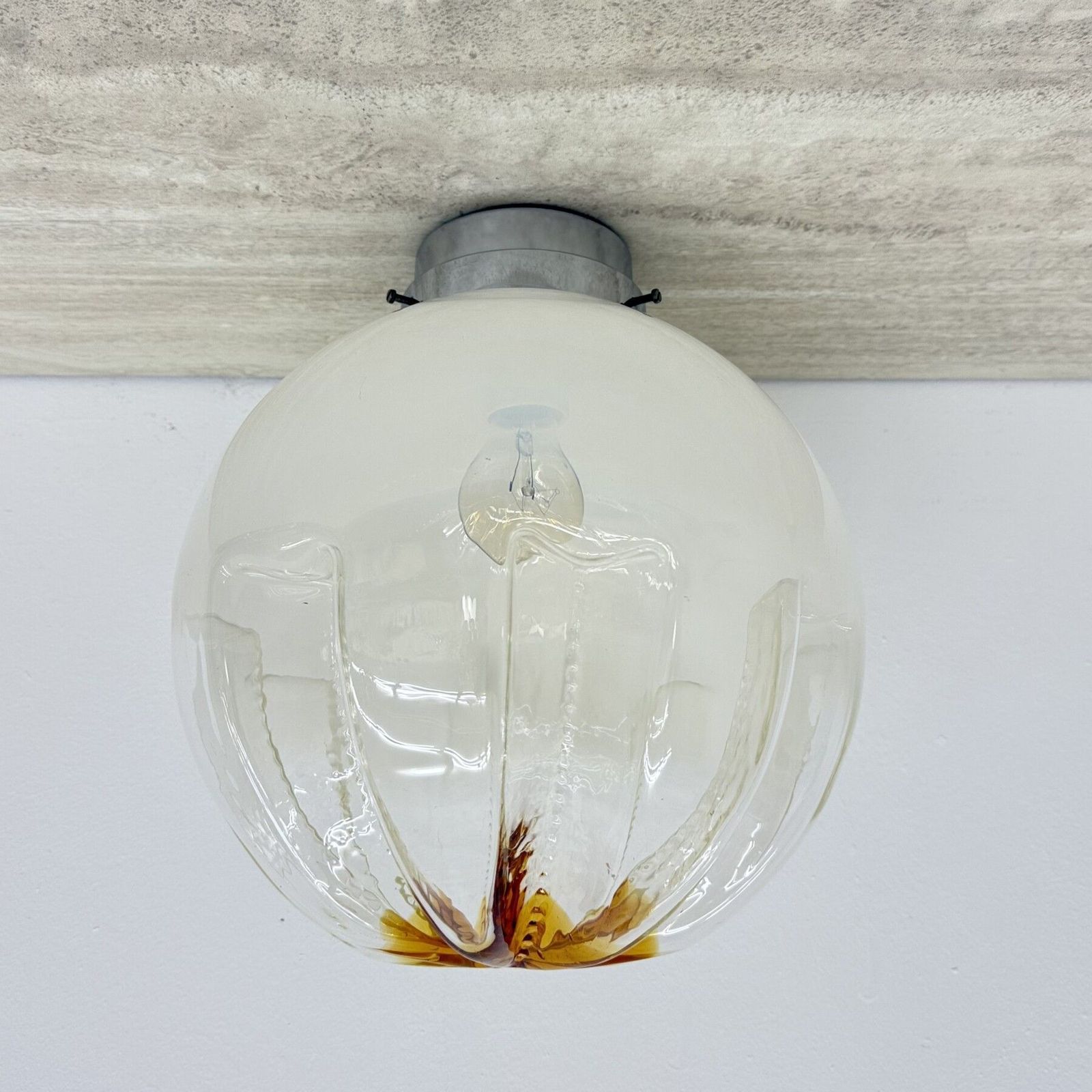 Mid Century Mazzega Glass Ceiling Lamp , 1970s