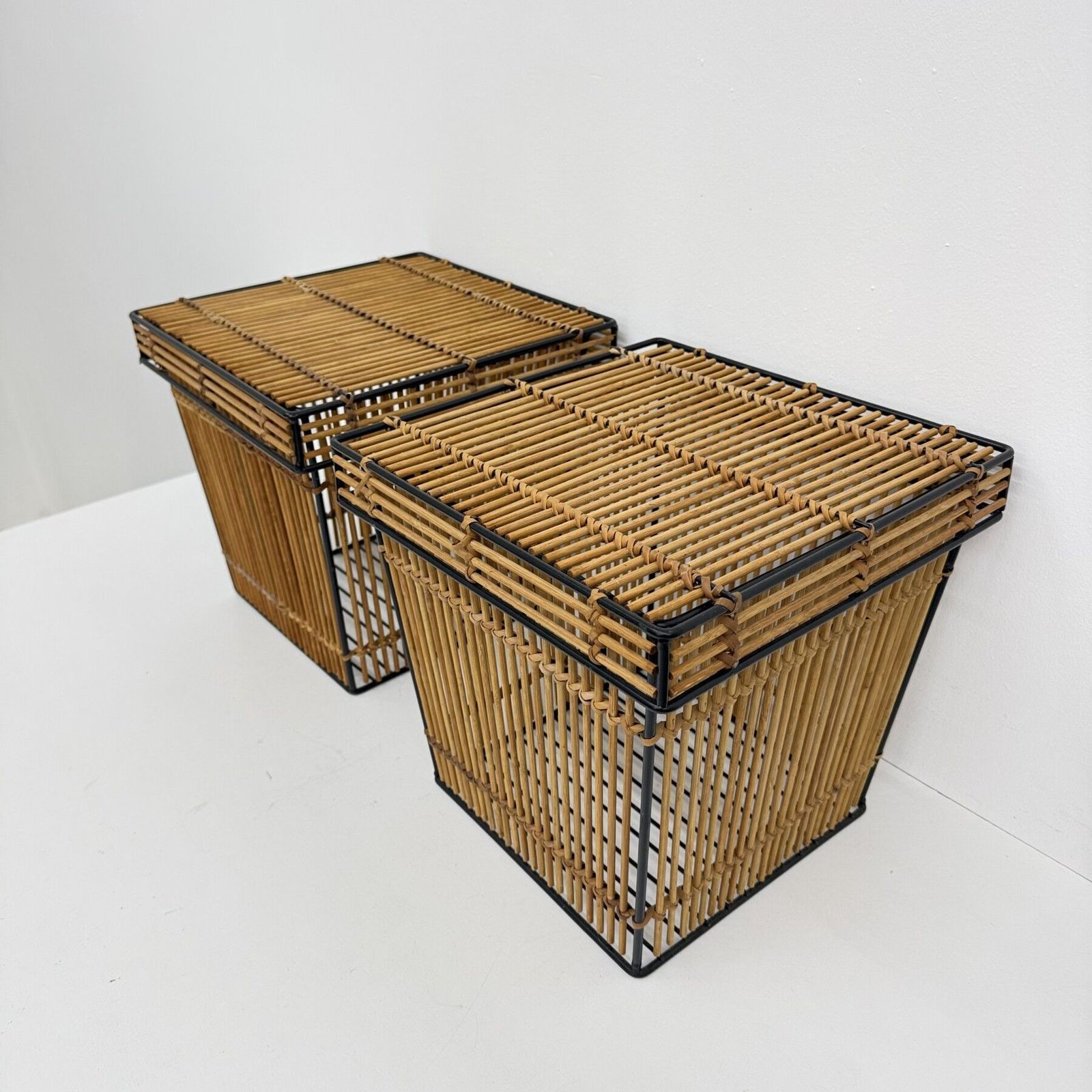 Set Of 2 Storage Baskets By Dirk Van Sliedregt For Rohé, Netherlands 1960s photo Home Decor
