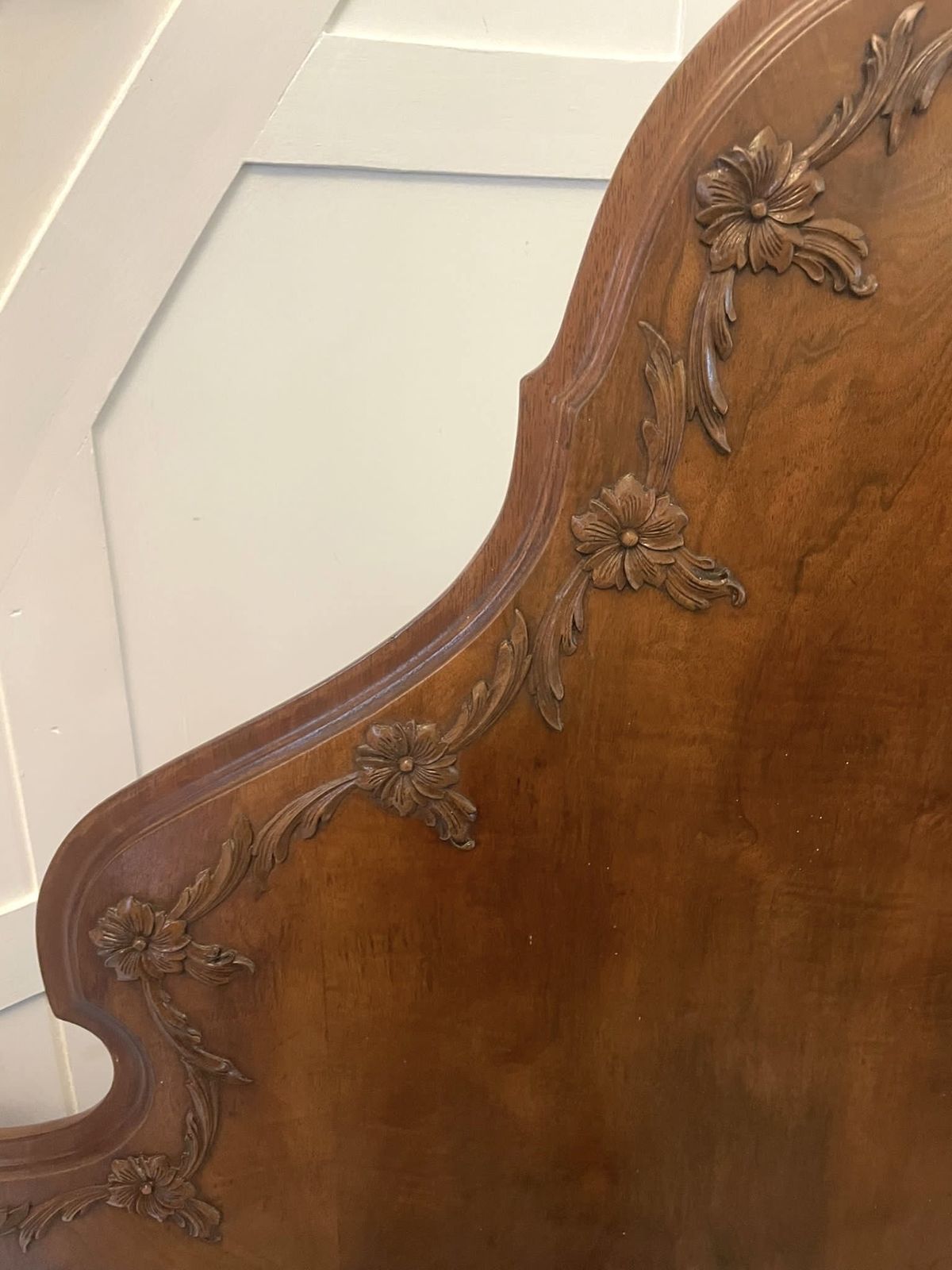 Furniture Antique Pair Of Quality Carved Burr Walnut Single Beds photo