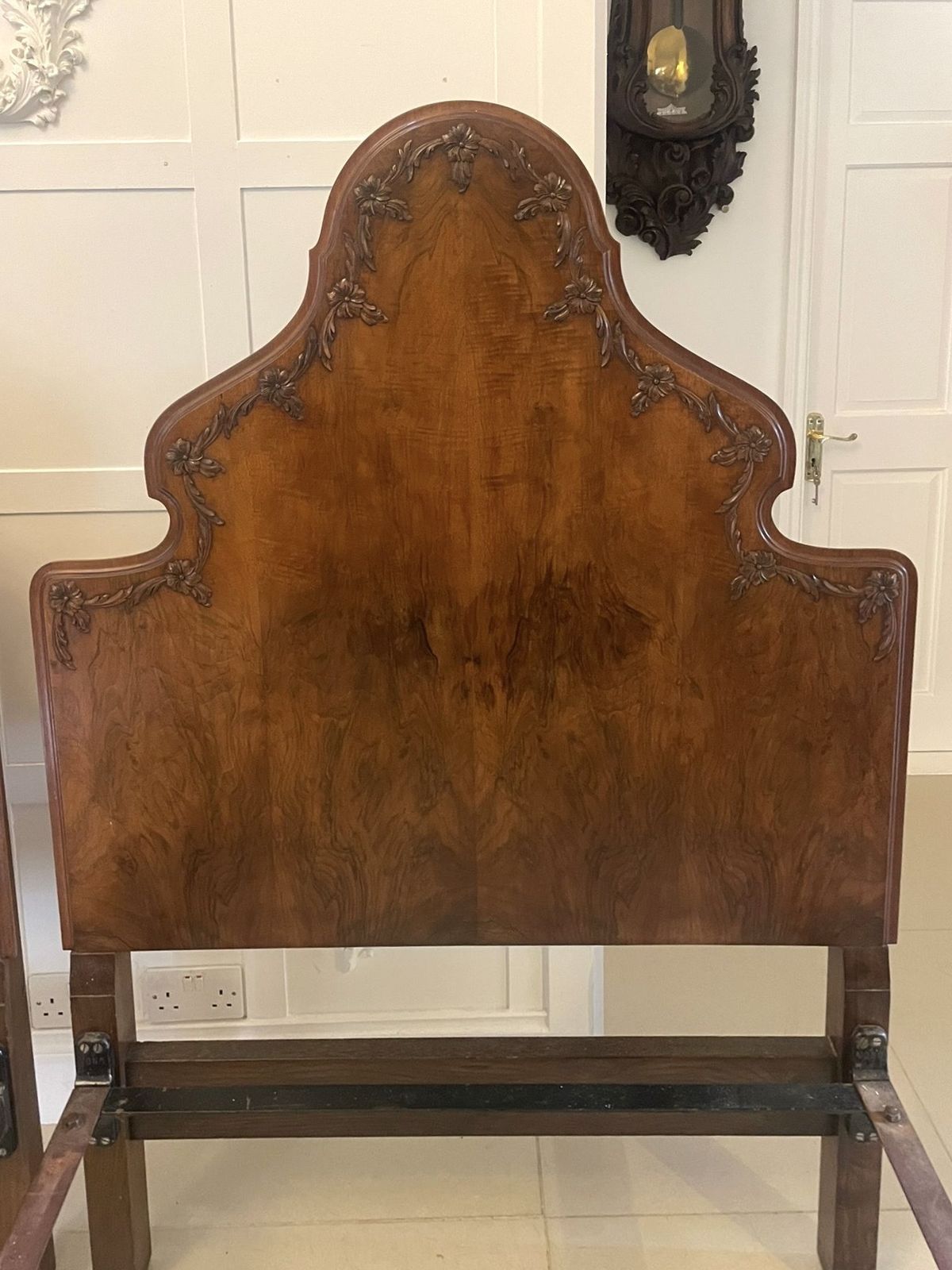 2995.0 Antique Pair Of Quality Carved Burr Walnut Single Beds photo