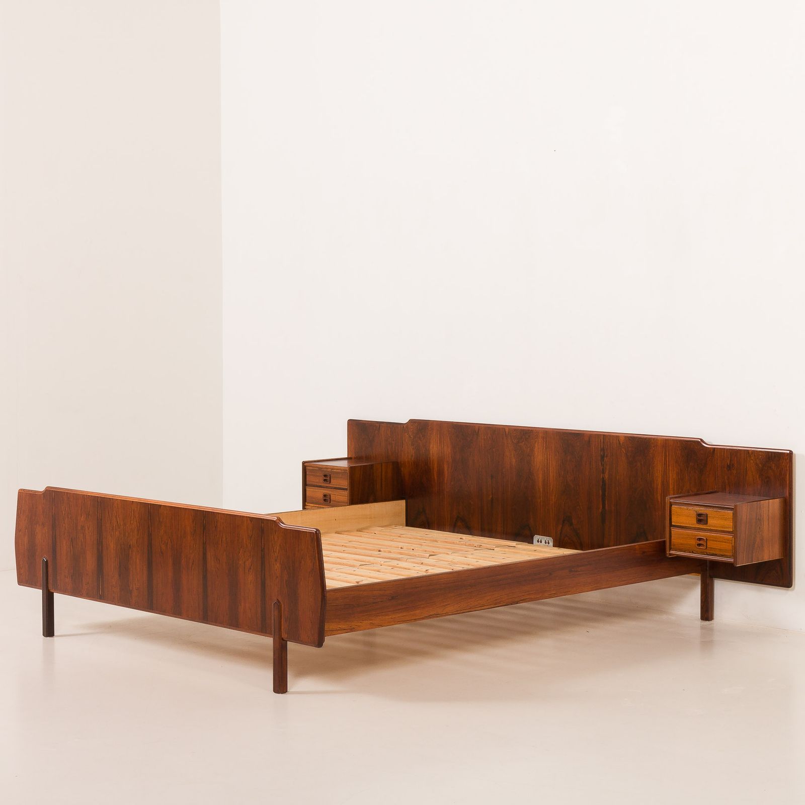 Mid Century Queen Size Scandinavian Bed In Rosewood 1960s photo for sale