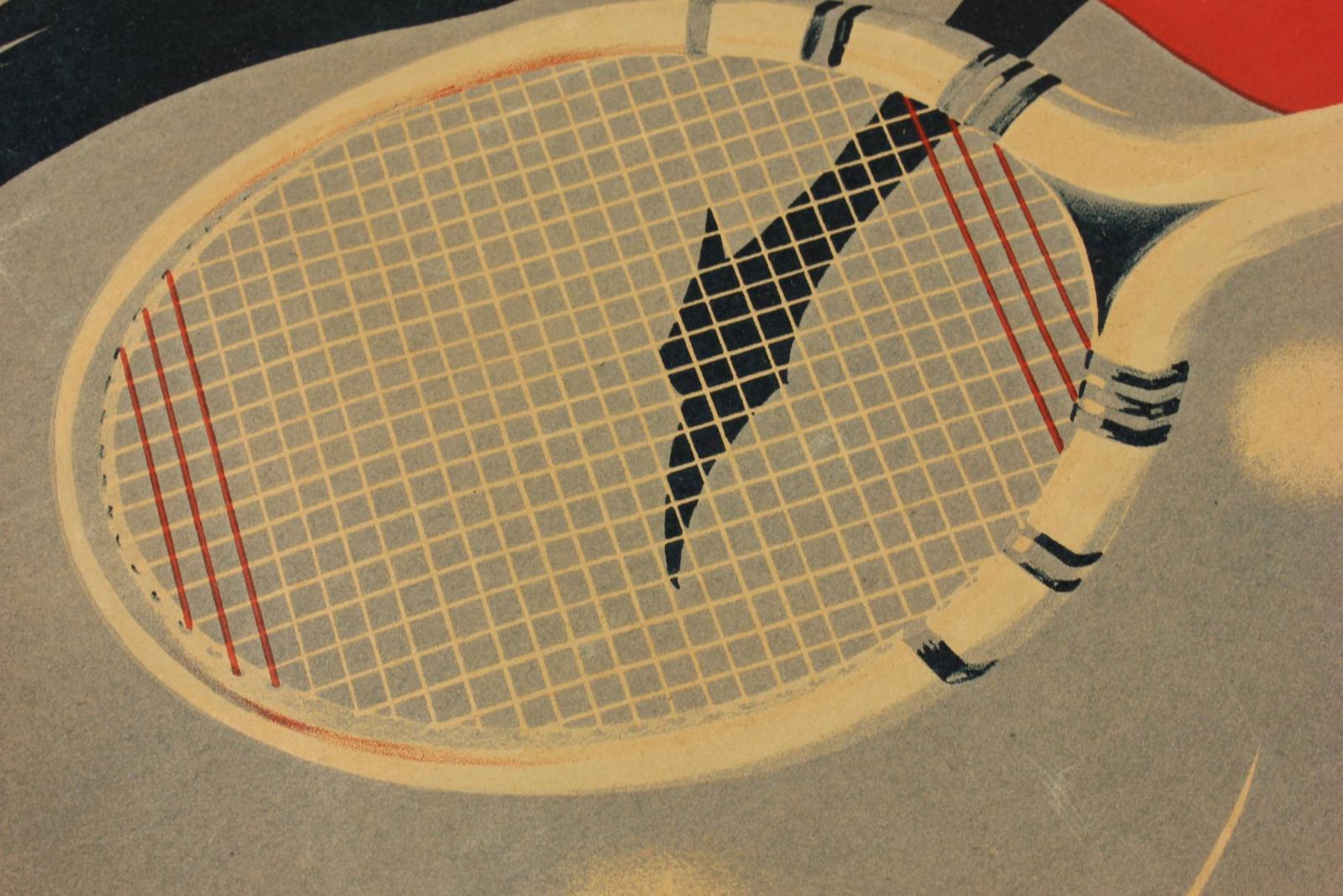 Antique Tennis Poster. French Martin Legeay Tennis Racket. Advertising. photo vintage