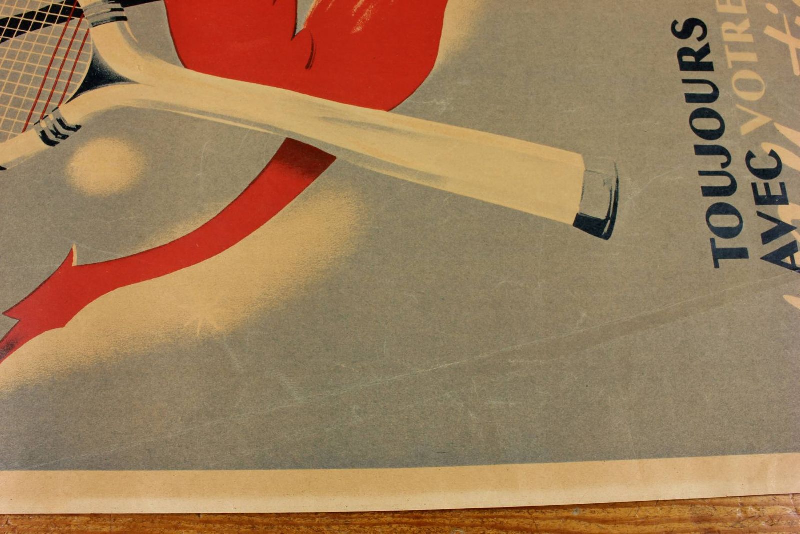 photo vinterior Antique Tennis Poster. French Martin Legeay Tennis Racket. Advertising.