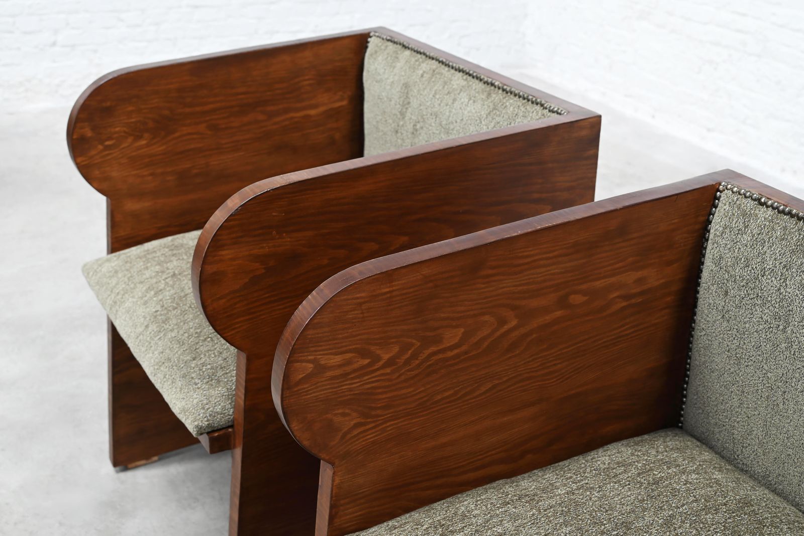 Pair Of Swedish Modern Armchairs, Sculptural Pine, Sweden, 1940s photo buy
