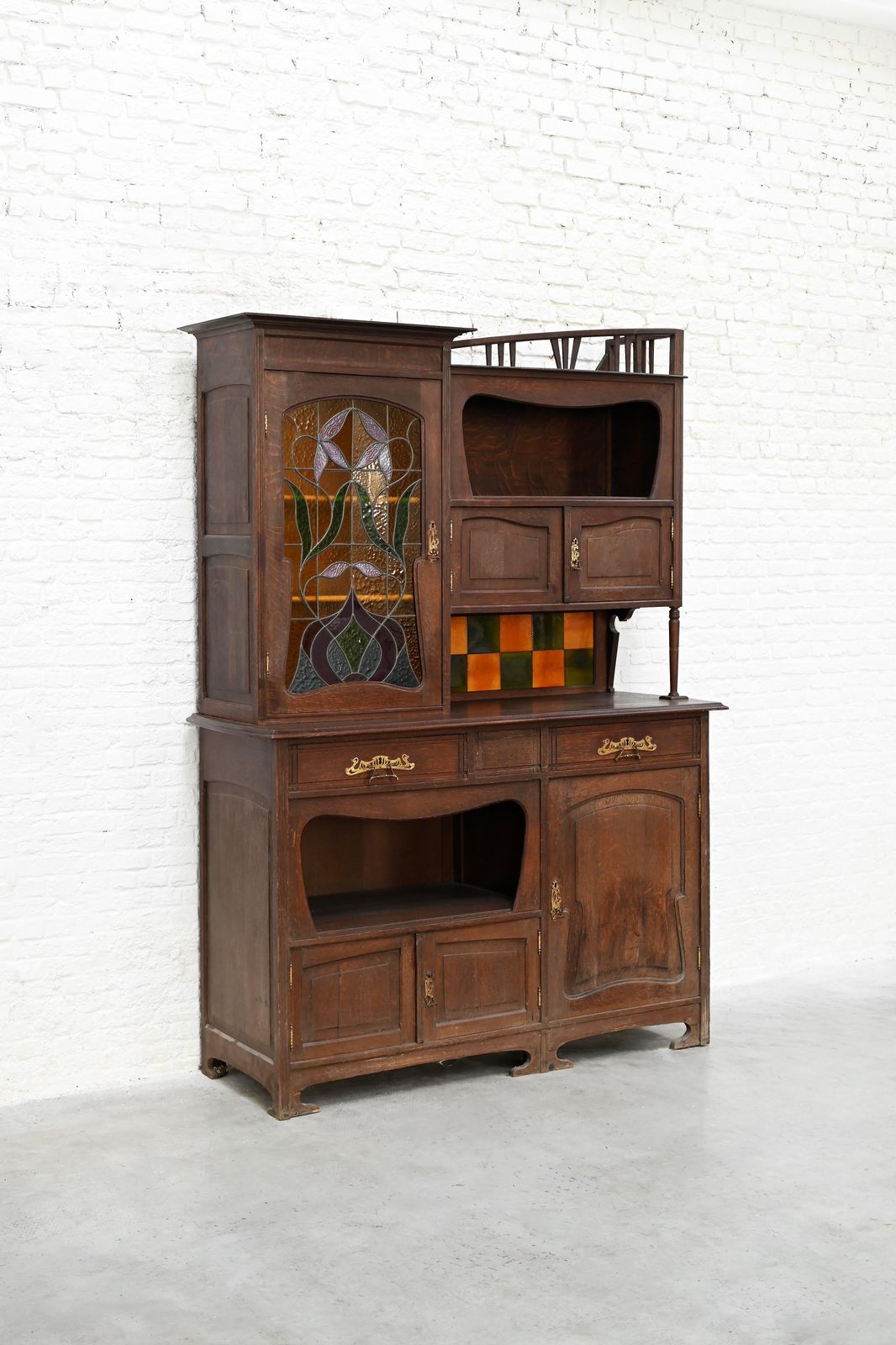 Art Nouveau Cabinet Attributed To Gustave Serrurier Bovy, Belgium, Circa 1900 photo for sale
