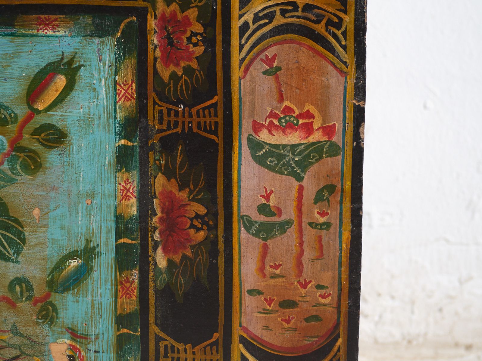 Antique Painted Chinese Trunk In Pine Wood – China, Circa 1900 photo vintage