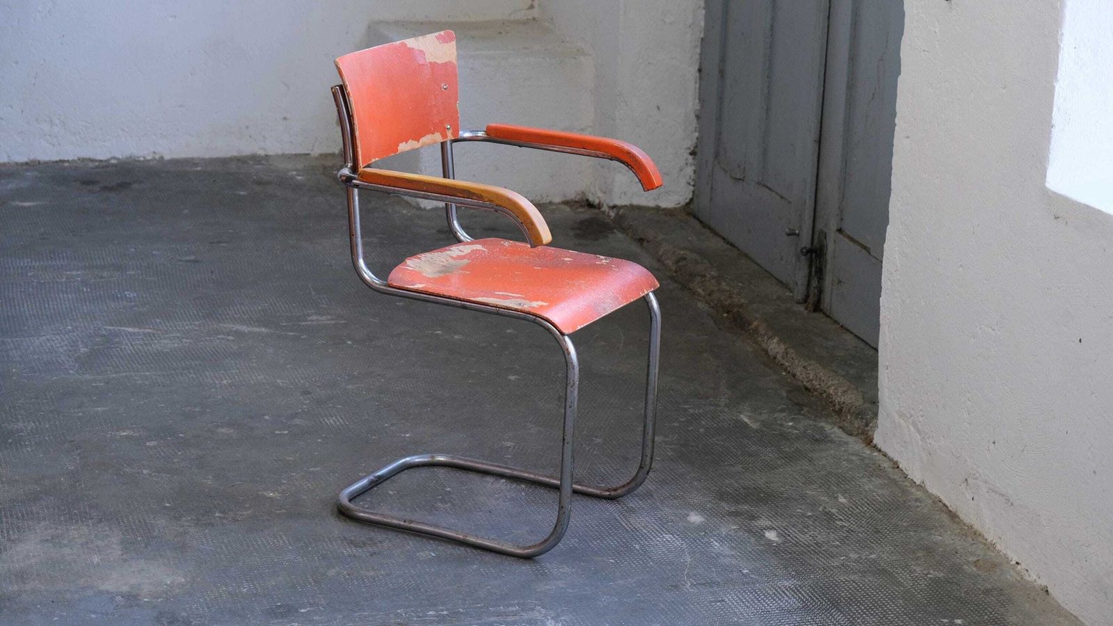 Bauhaus Cantilever Chair With Armrests In Orange From The 1930s #2