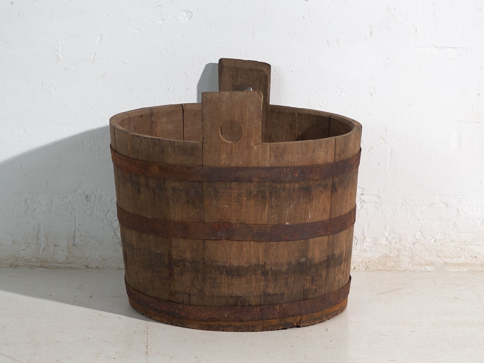 Antique Wooden Barrel With Iron Straps – Central Europe, Circa 1920 photo vinterior