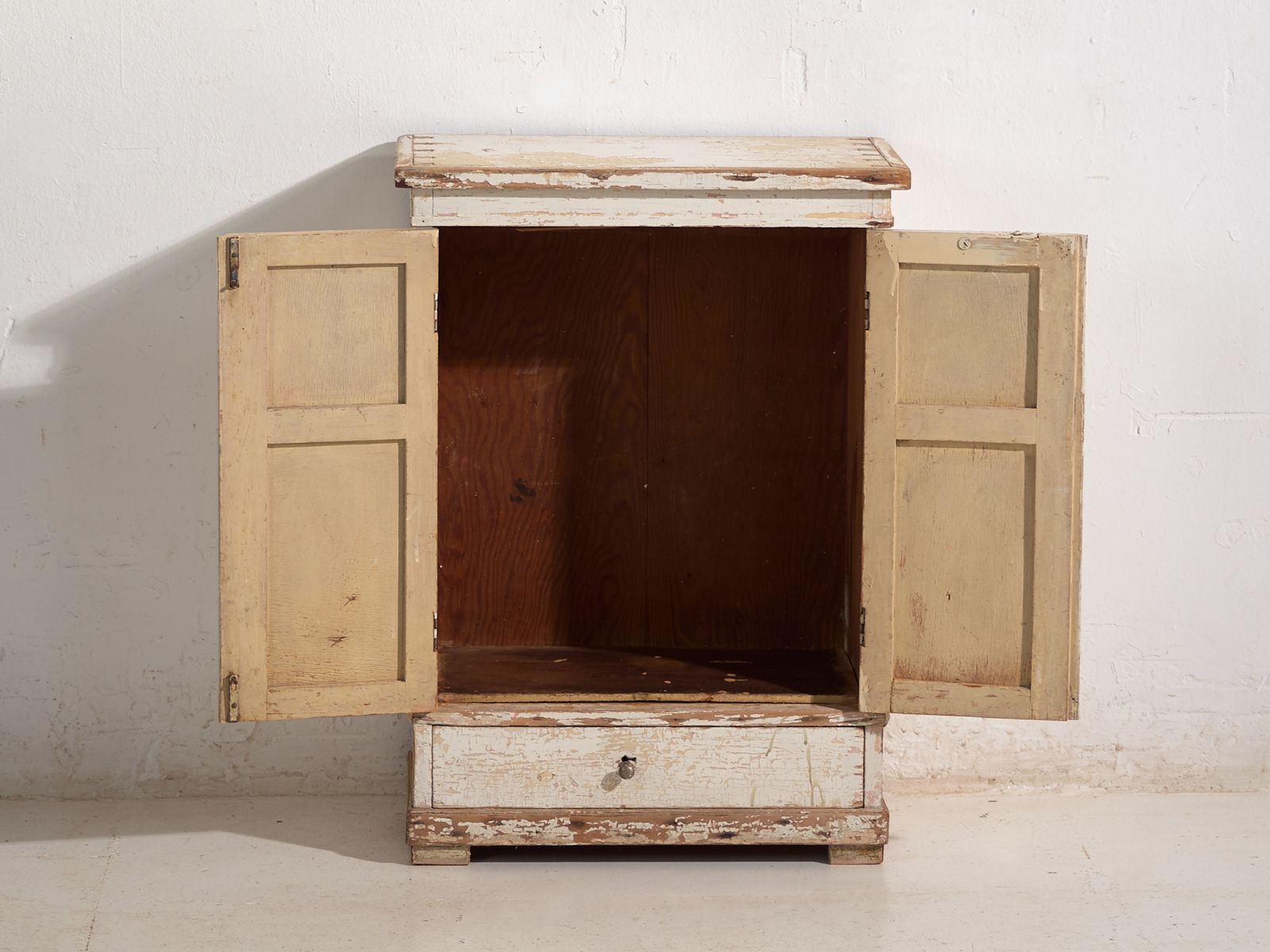 Antique Distressed Cabinet In Pine Wood – Central Europe, Circa 1900 photo vintage