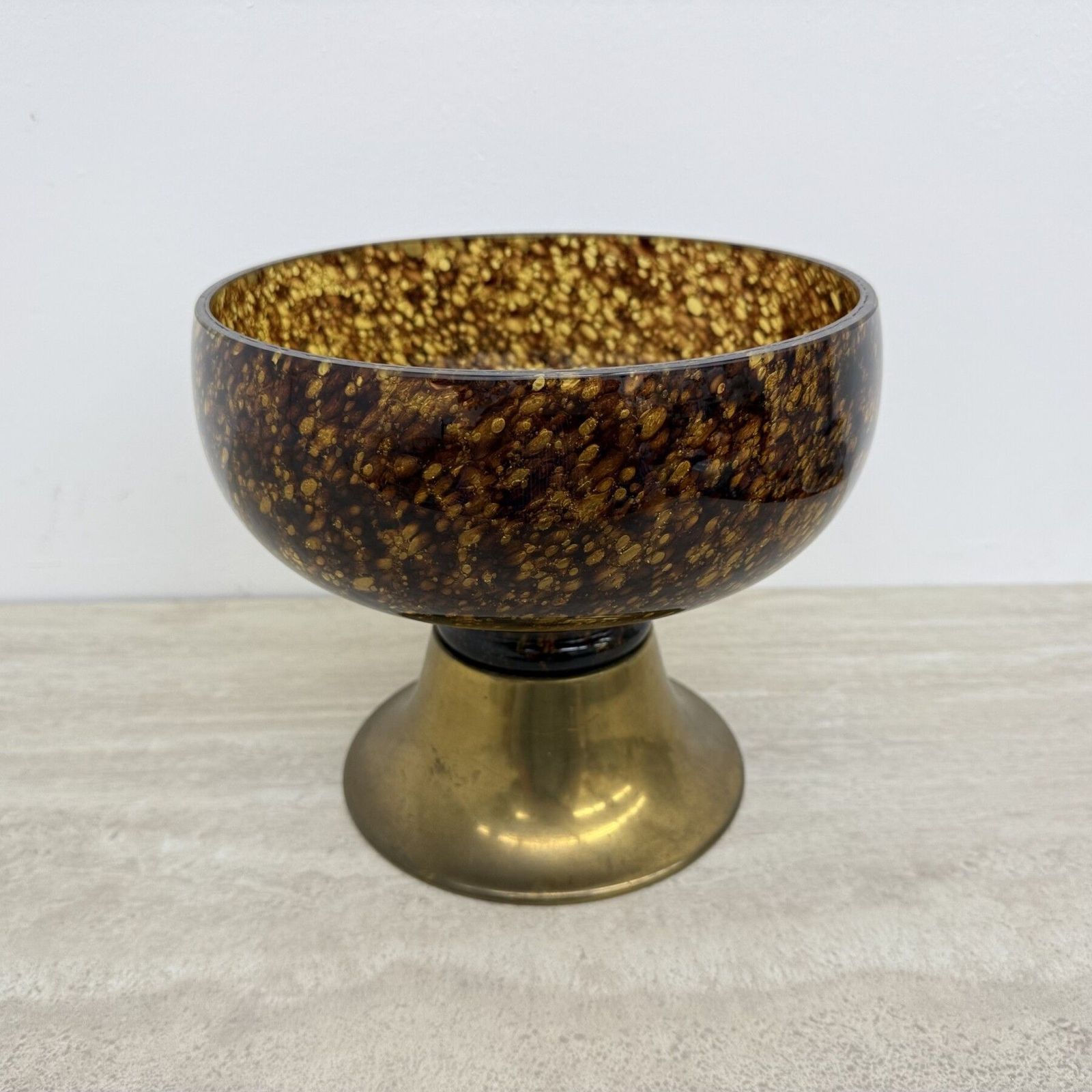 Italiaanse Murano-glazen schaal met messing middenstuk, jaren 1970 photo Woonaccessoires