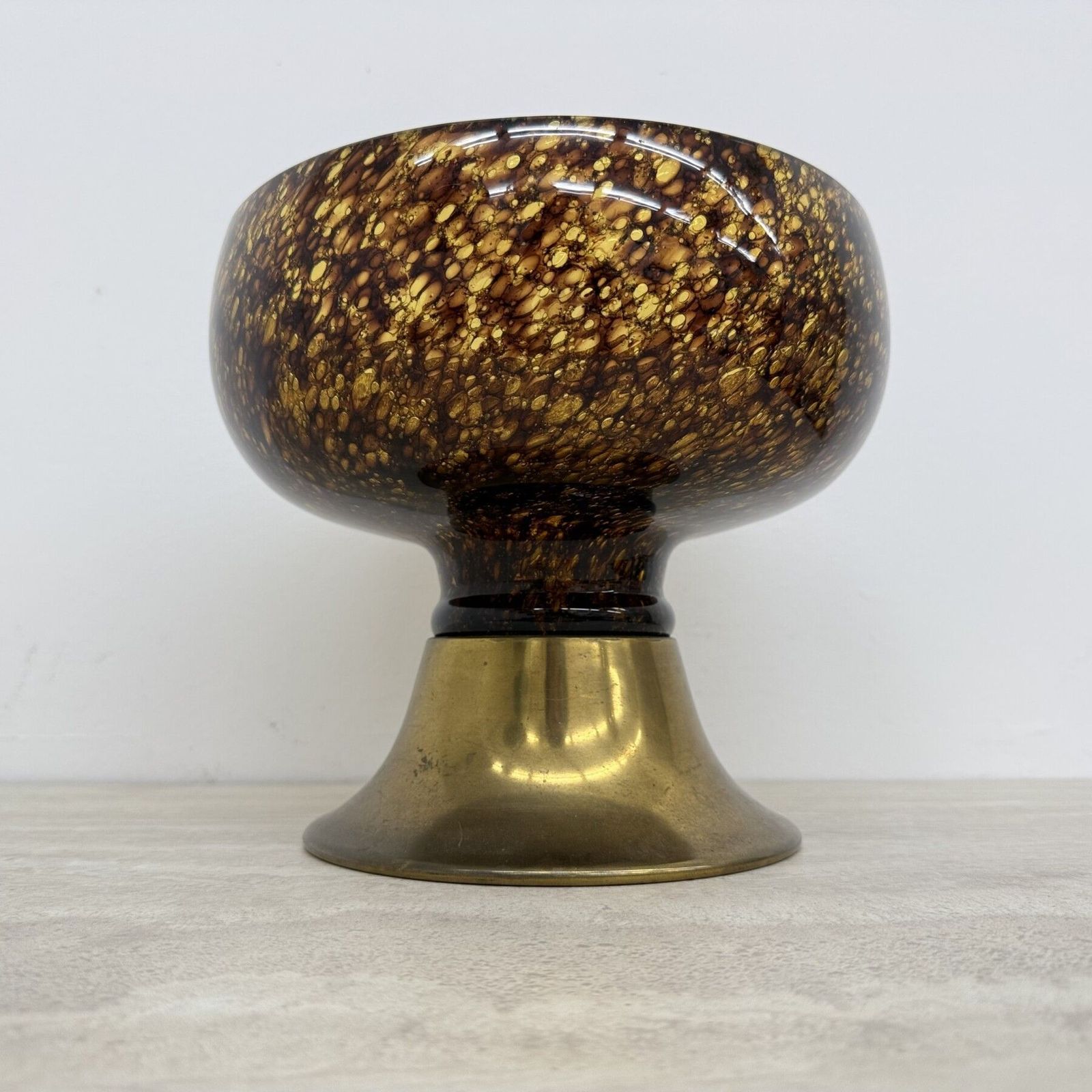 photo for sale Italiaanse Murano-glazen schaal met messing middenstuk, jaren 1970