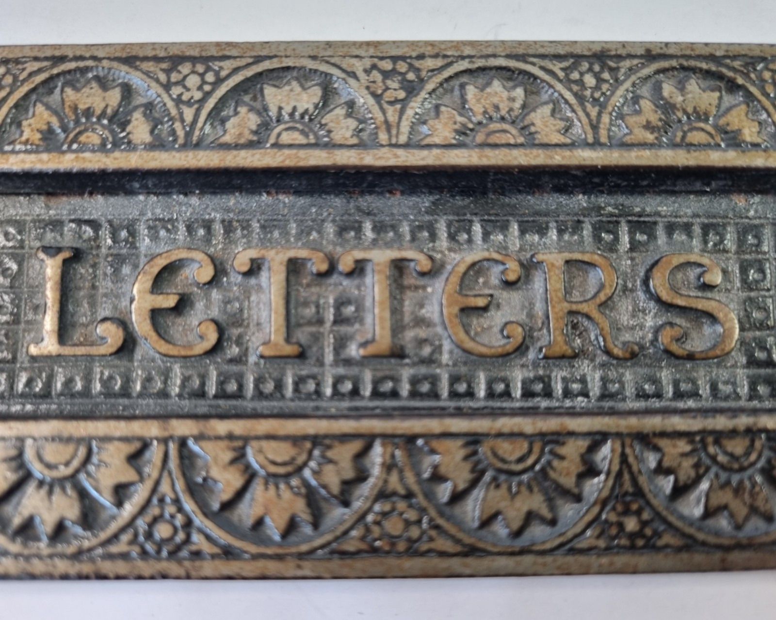 A.Kenrick Antique Victorian Cast Iron Letter Box Plate C.1890 Ornate 'Letters' photo for sale